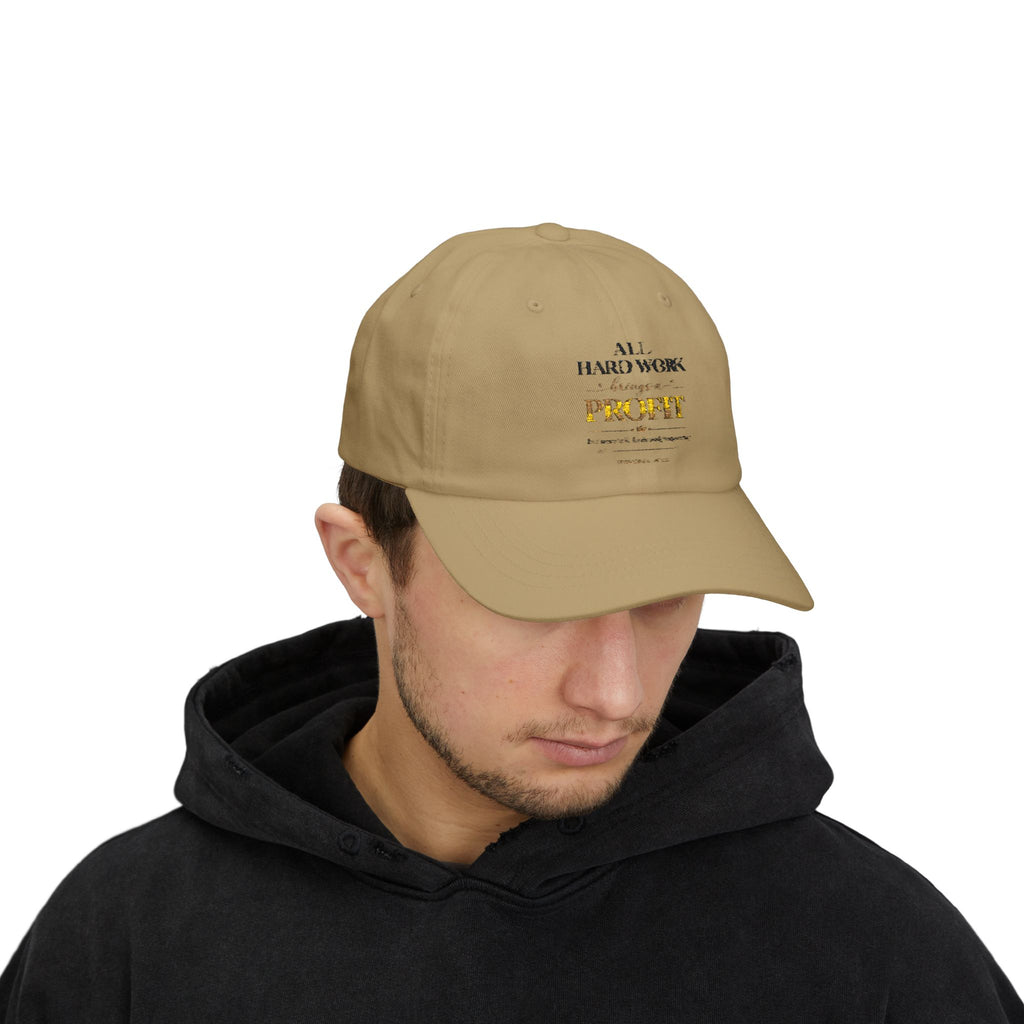 Dad Cap — 'All Hard Work Through a Profit' Minimal Embroidered Hat