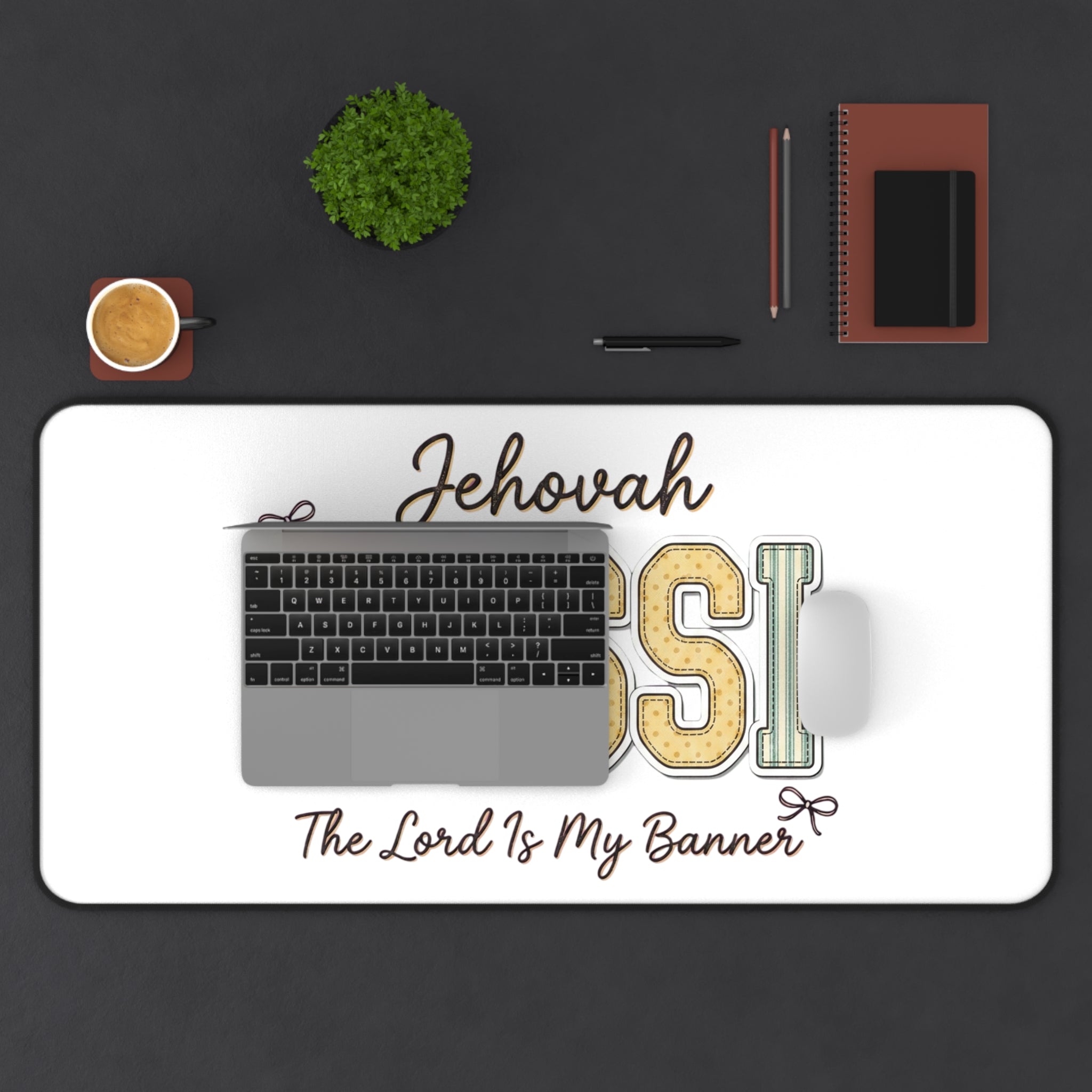 Jehovah Nissi Desk Mat — 'The Lord Is My Banner' Christian Desk Pad