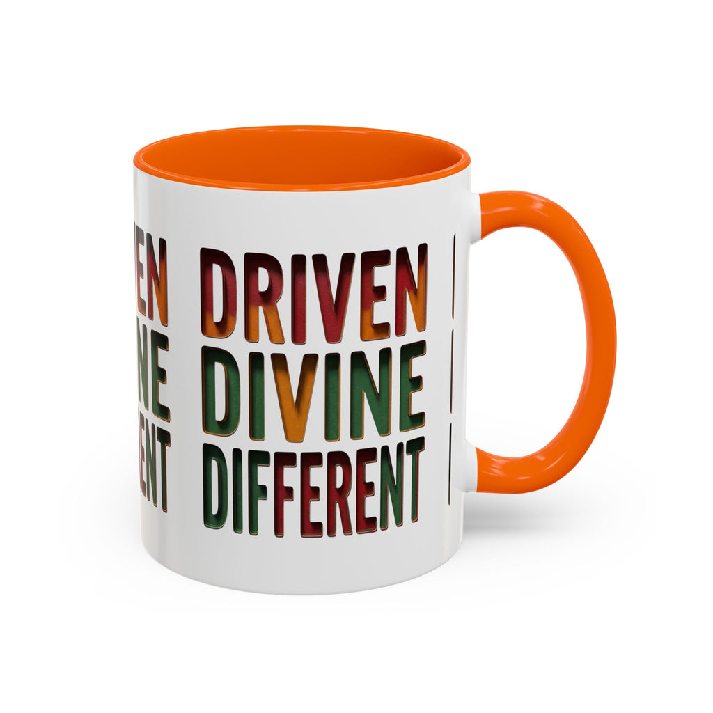 Driven Divine Different Accent Coffee Mug – Inspirational Rasta Color Typography (11/15oz)