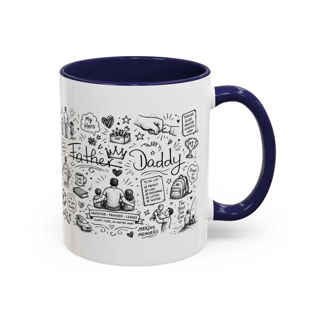 Father/Daddy Illustrated Memory Coffee Mug — Black Accent 11/15oz