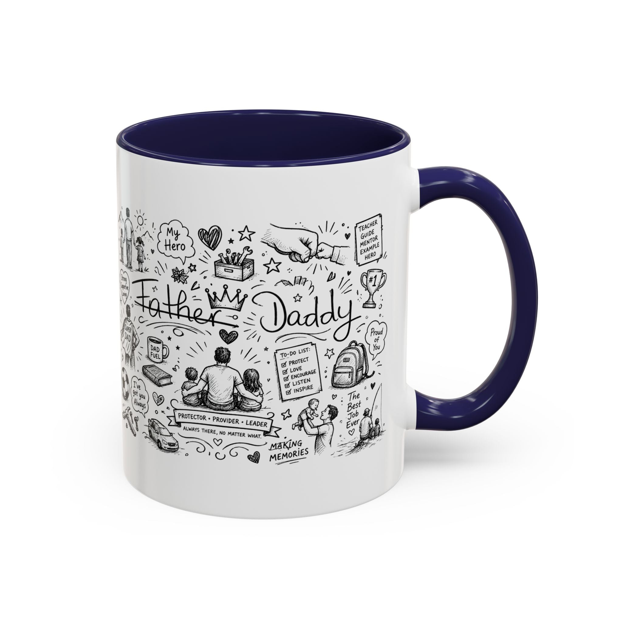 Father/Daddy Illustrated Memory Coffee Mug — Black Accent 11/15oz