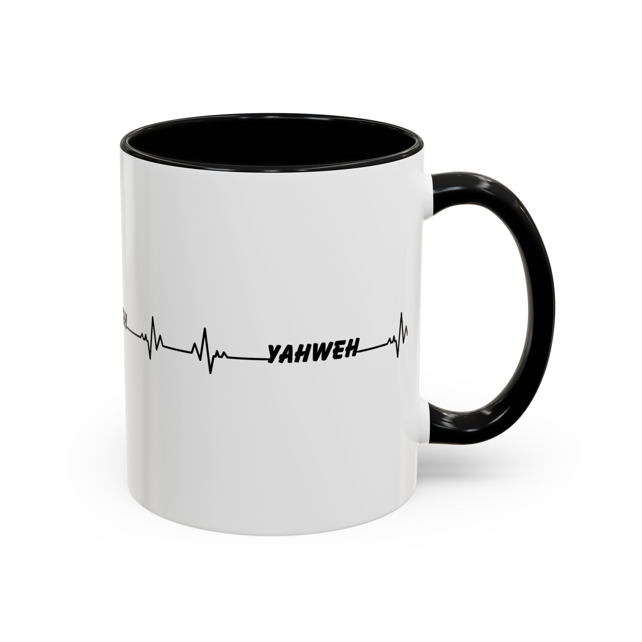 Yahweh Heartbeat Accent Coffee Mug — Christian Faith Prayer Gift (11/15oz)