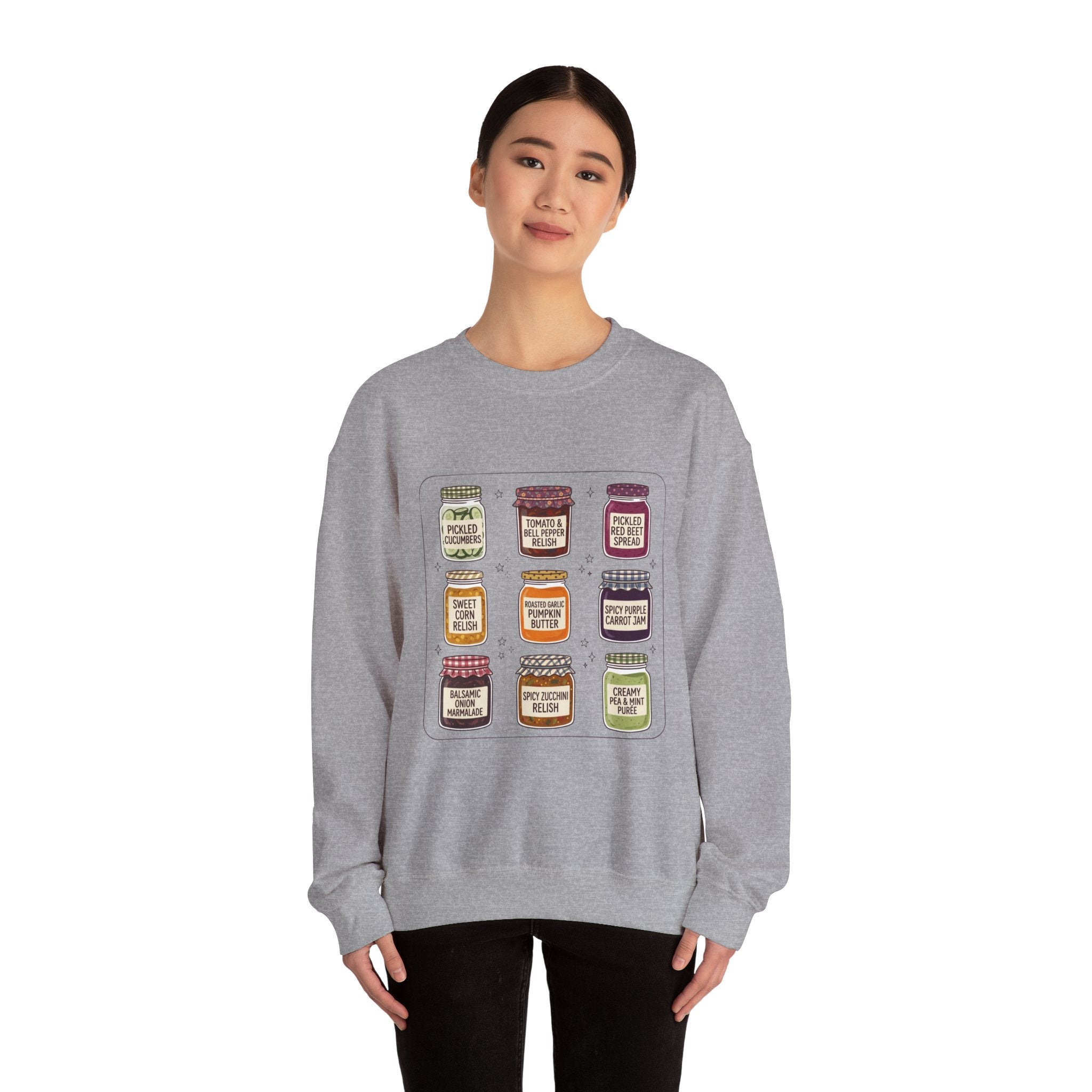 Vintage Jam Jars Sweatshirt | Retro Food Graphics, Hand-Drawn Pantry Art