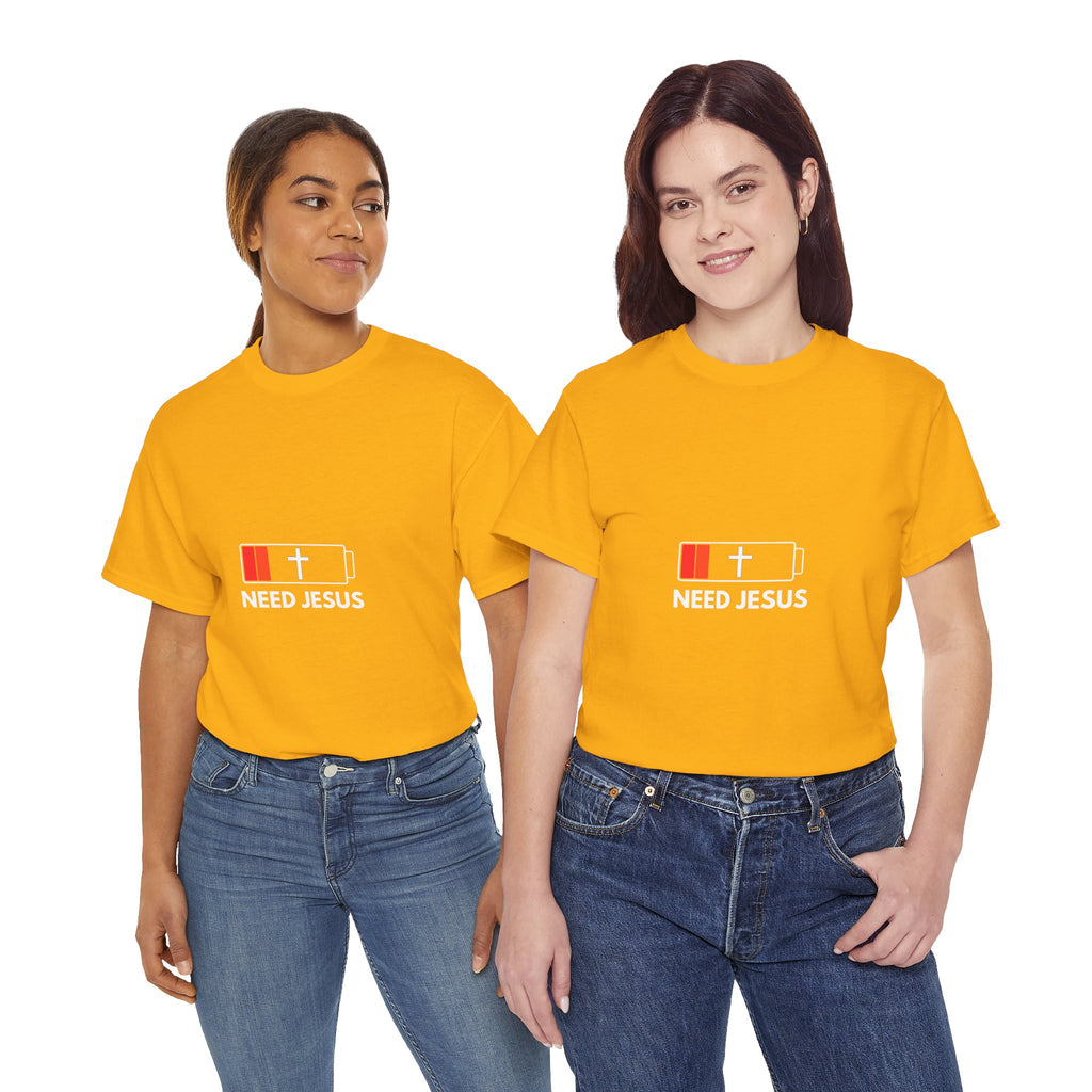 Need Jesus Low Battery Christian T-Shirt