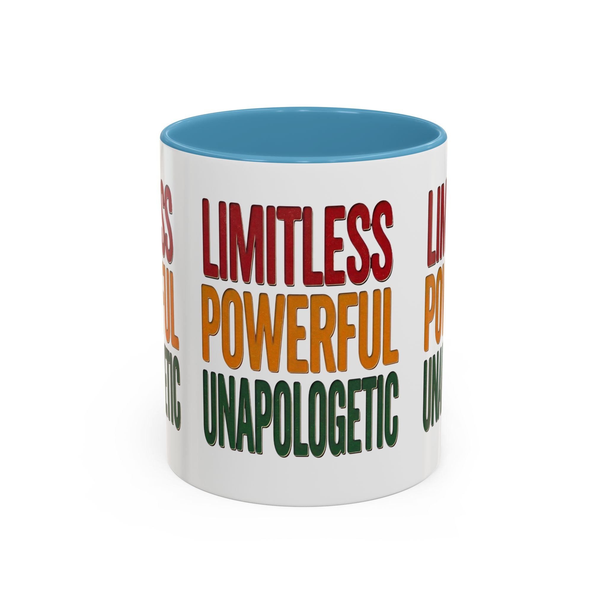 Accent Mug — "Limitless Powerful Unapologetic" Motivational Coffee Cup