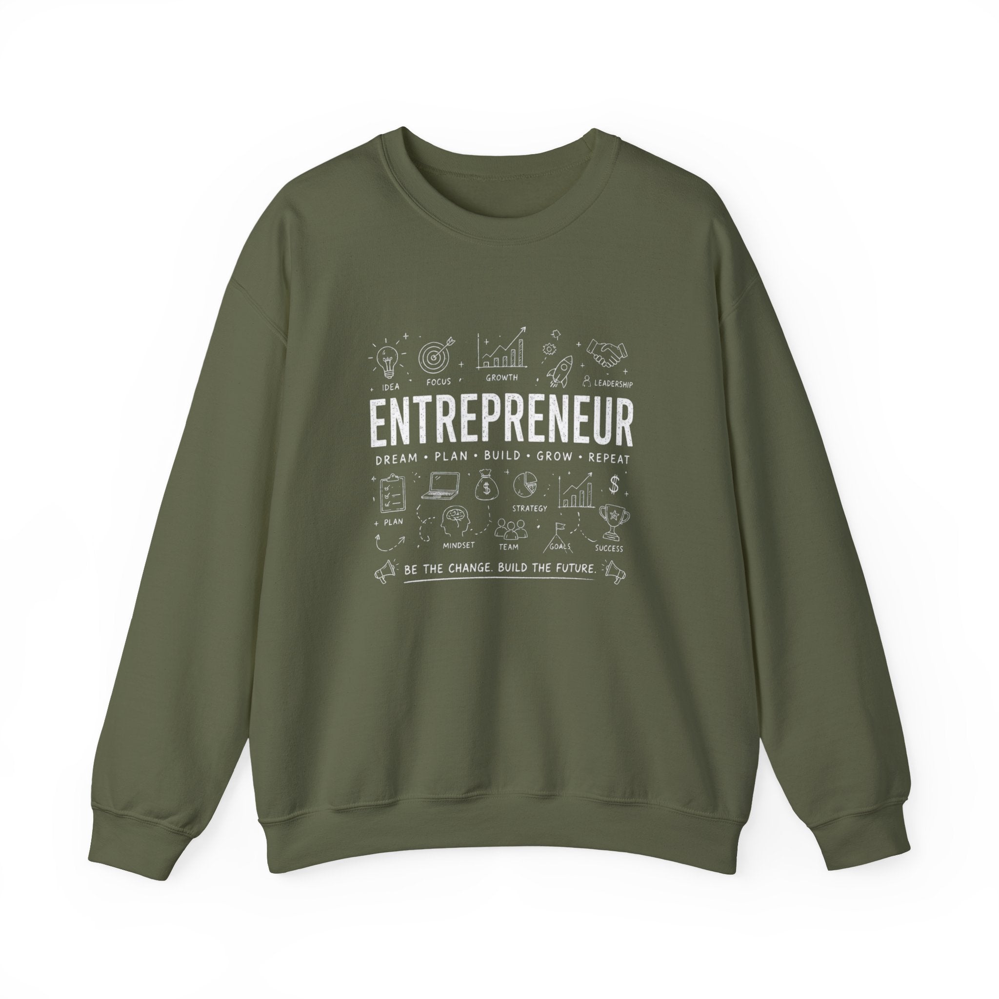 Entrepreneur Crewneck Sweatshirt — 'Entrepreneur: Dream • Plan • Build • Grow • Repeat' Pullover