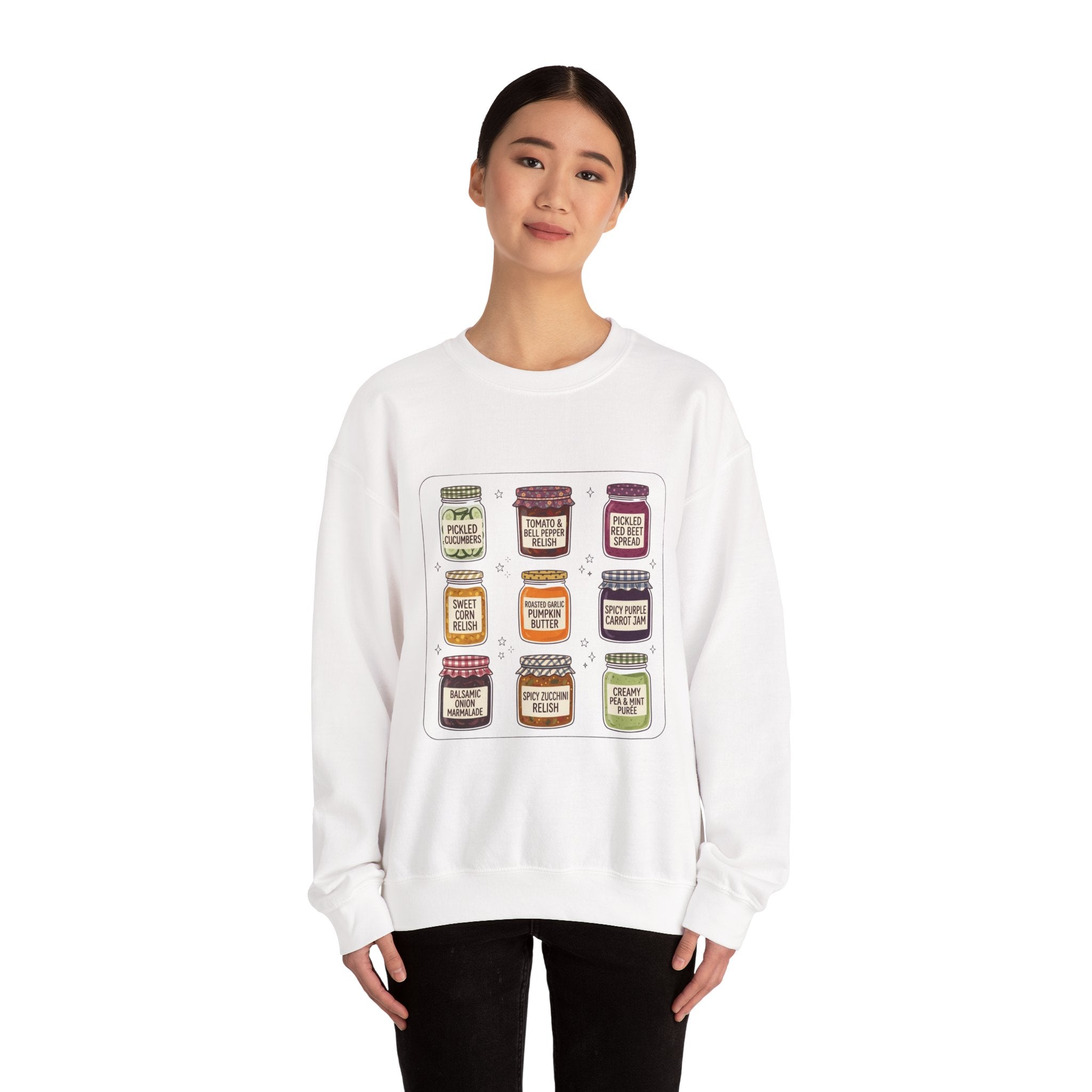 Vintage Jam Jars Sweatshirt | Retro Food Graphics, Hand-Drawn Pantry Art