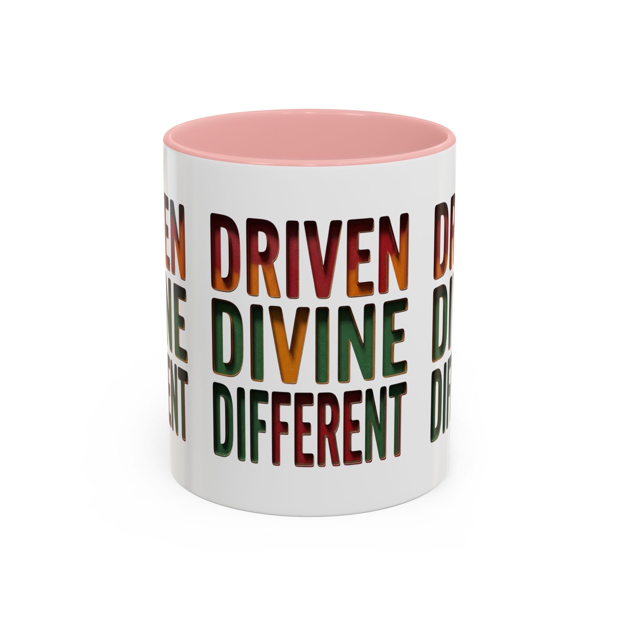 Driven Divine Different Accent Coffee Mug – Inspirational Rasta Color Typography (11/15oz)