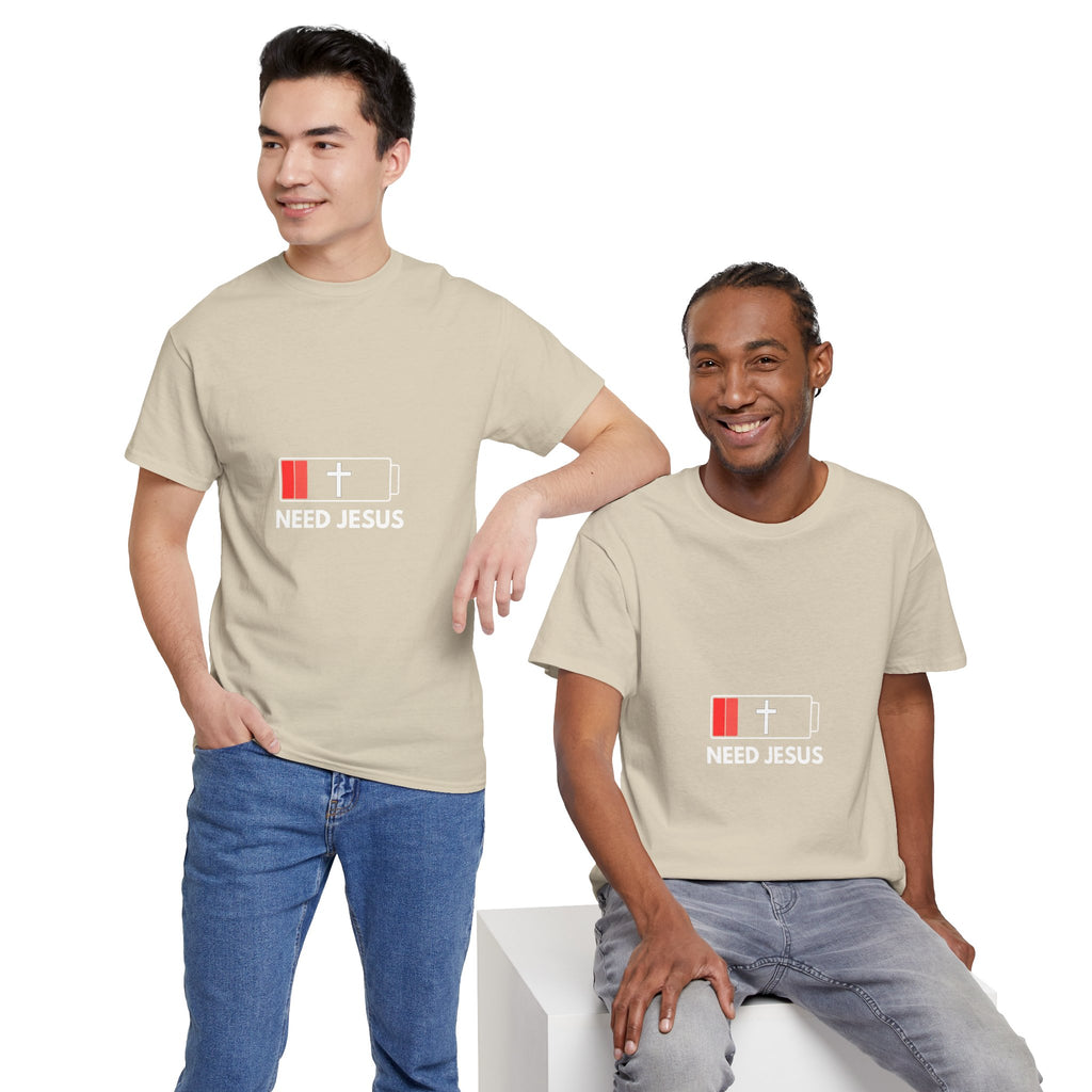Need Jesus Low Battery Christian T-Shirt