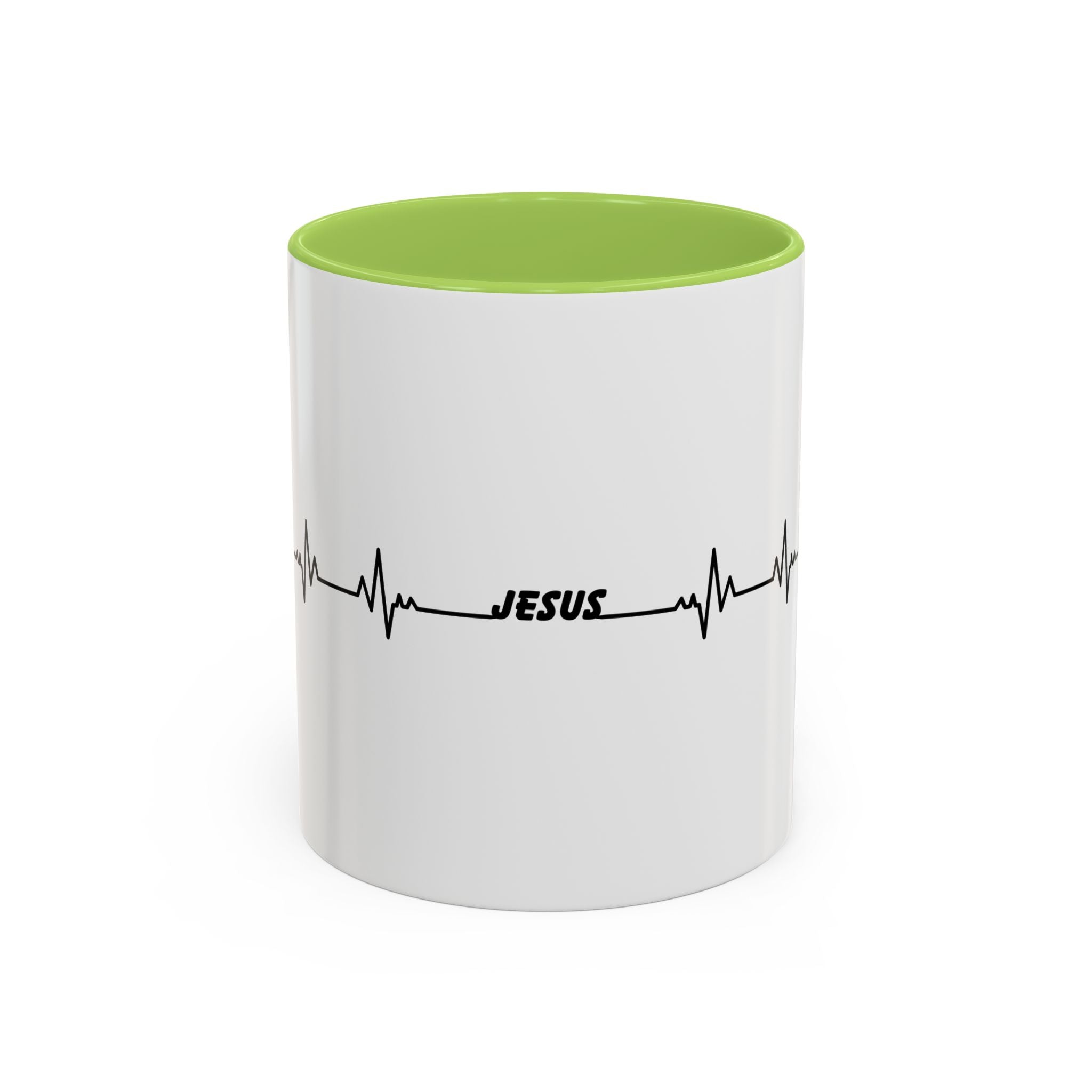Jesus Heartbeat Accent Coffee Mug — Christian Faith Gift