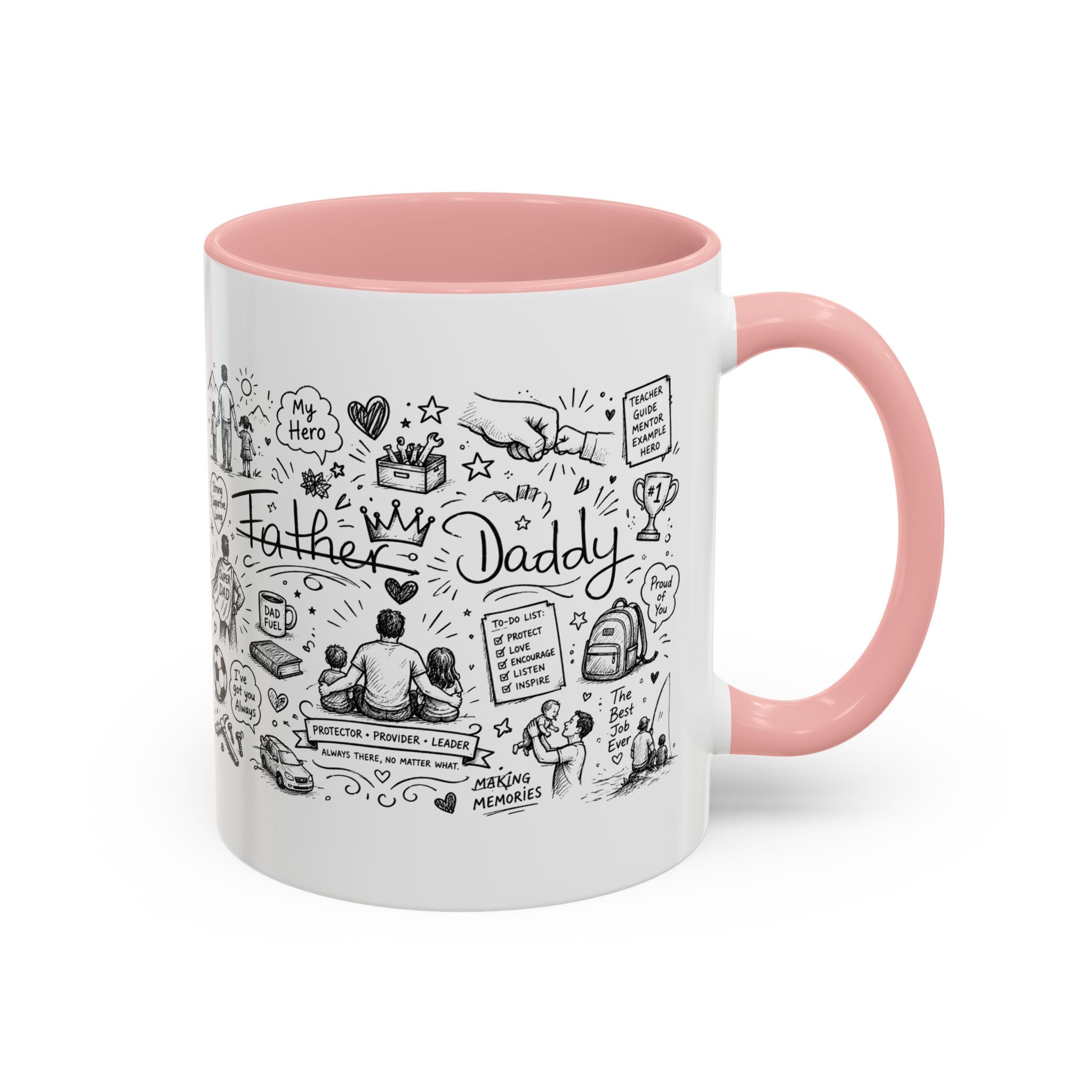 Father/Daddy Illustrated Memory Coffee Mug — Black Accent 11/15oz