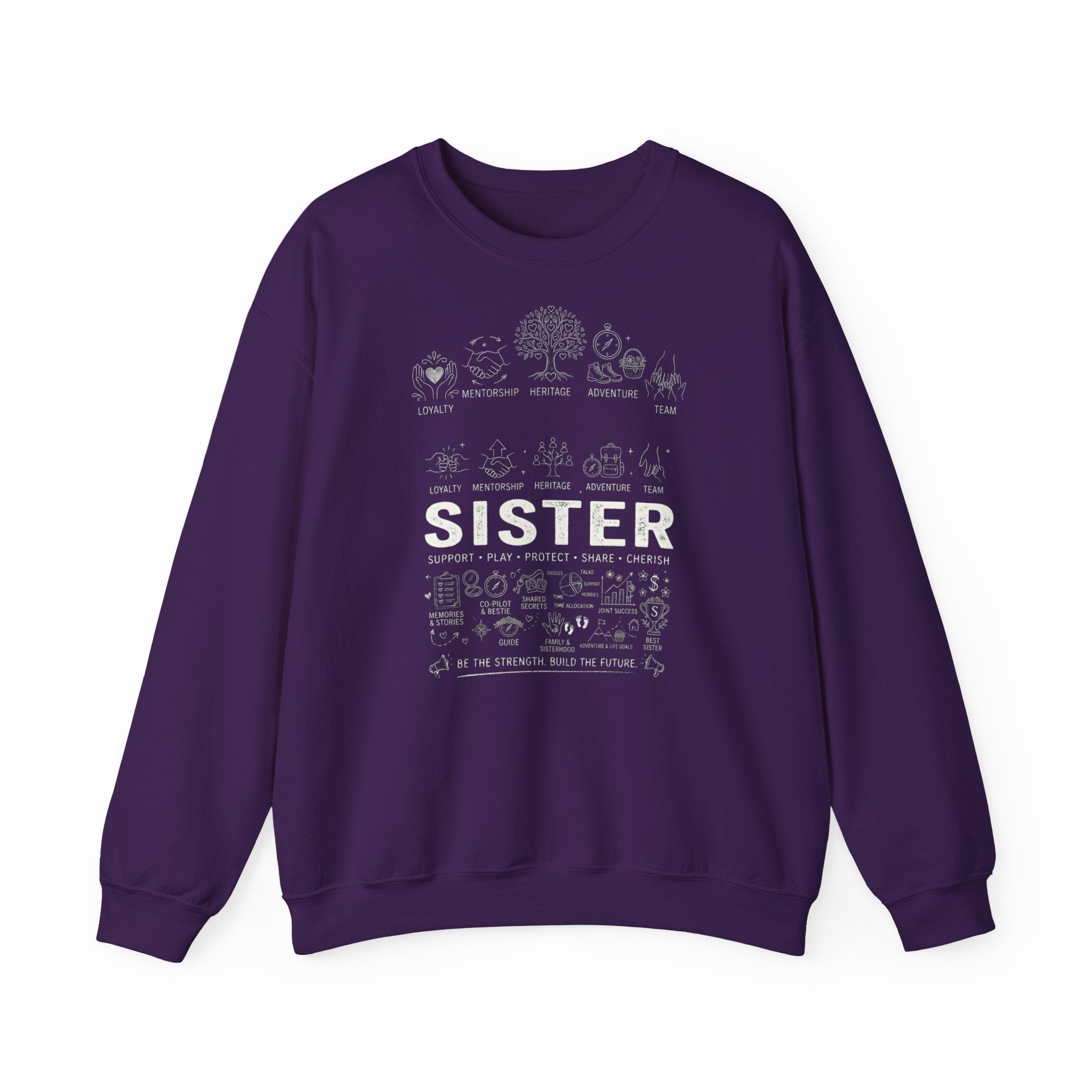 Crewneck Sweatshirt — "Sister" Illustrated Family Tree Design