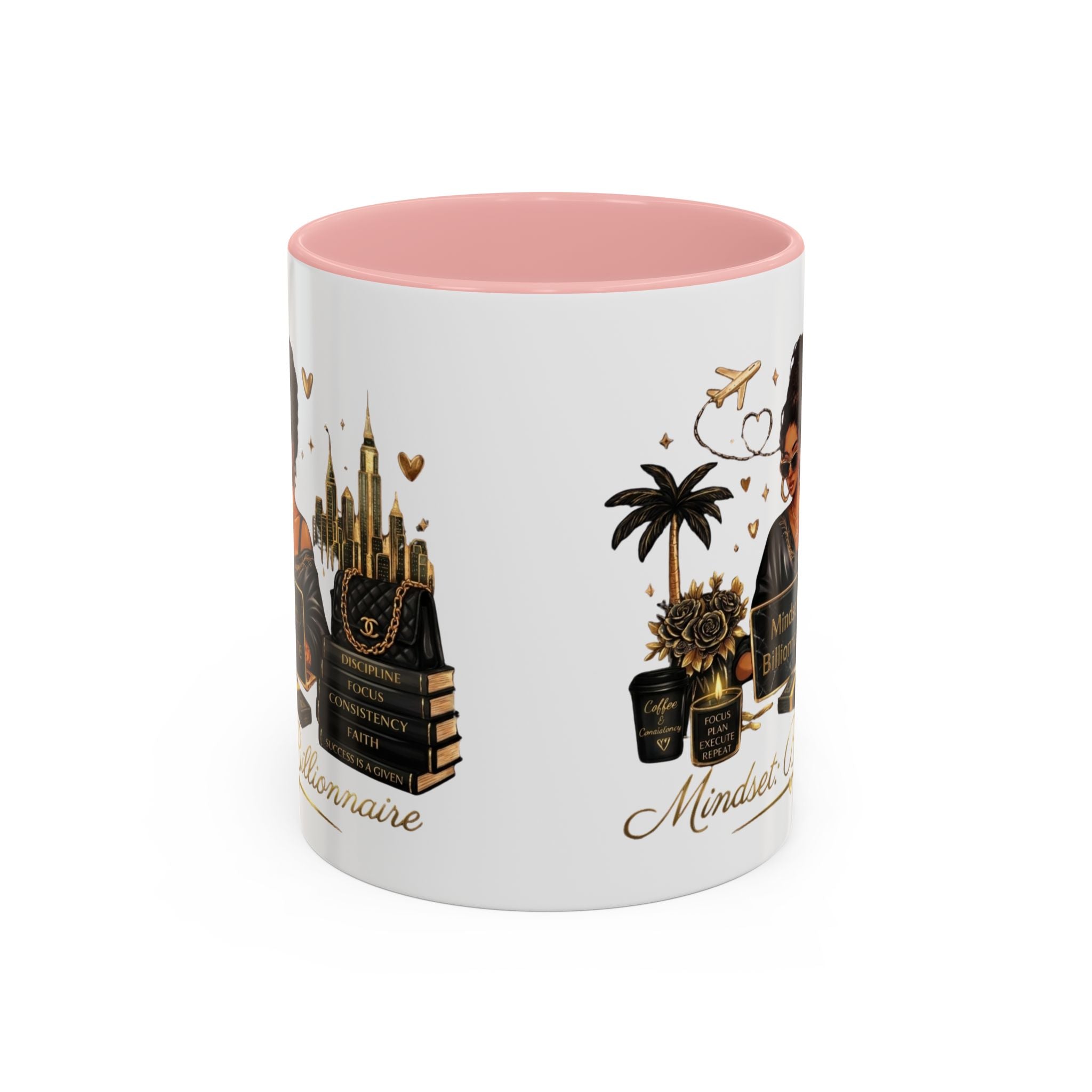 Mindset: Billionaire Accent Coffee Mug — Inspirational Black Woman Design (11/15 oz)