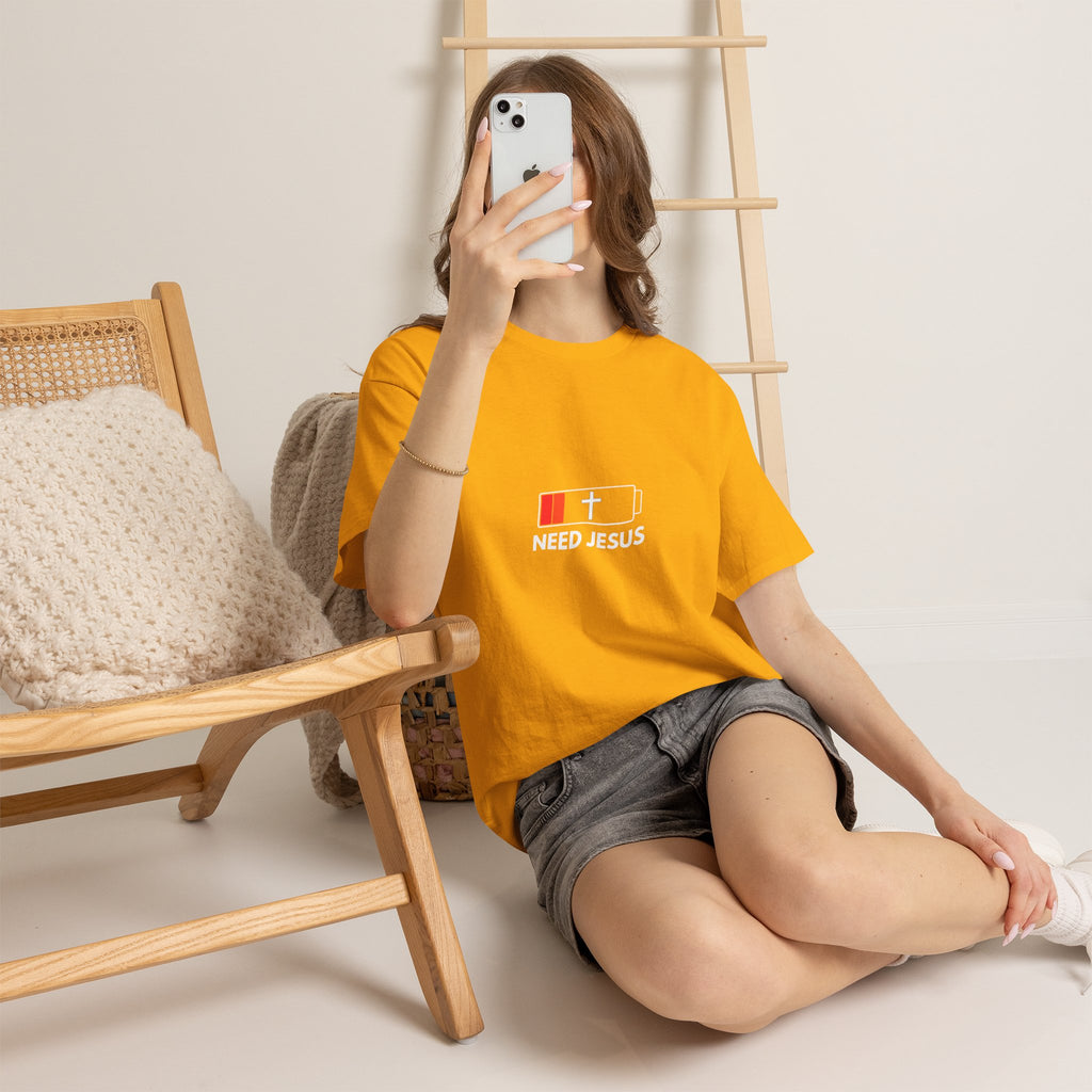 Need Jesus Low Battery Christian T-Shirt