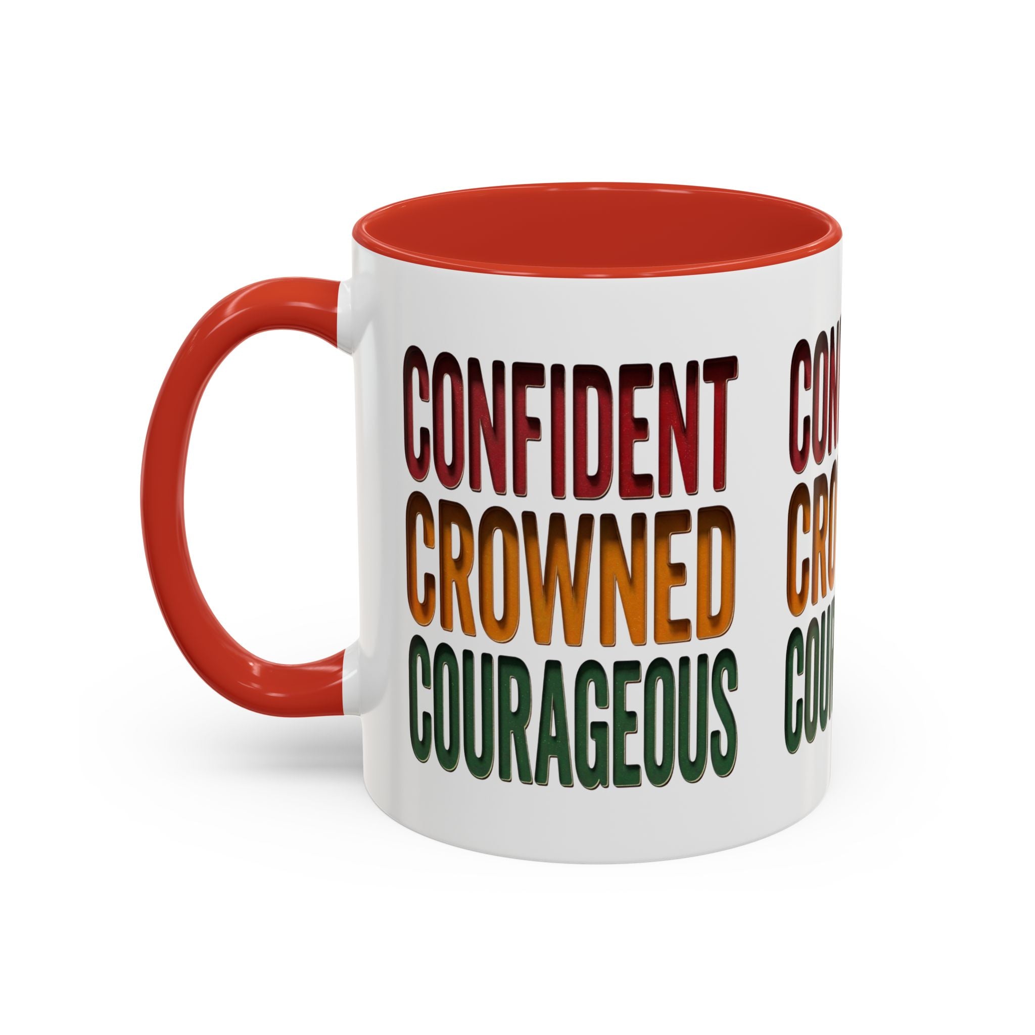 Accent Coffee Mug — 'Confident, Crowned, Courageous' Empowerment Coffee Mug