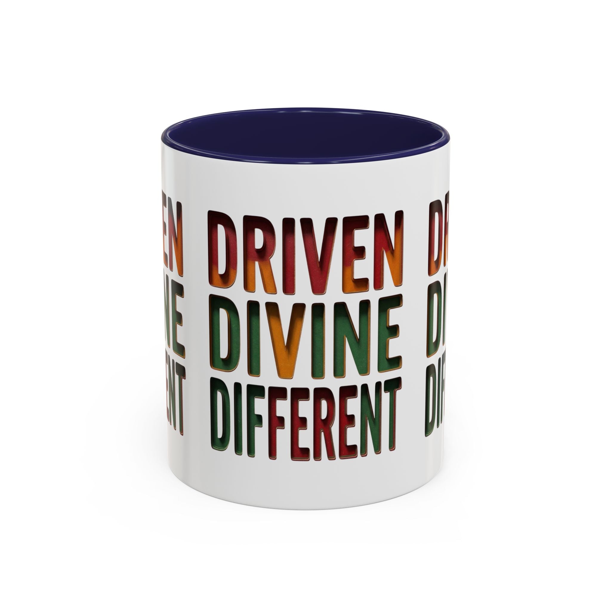 Driven Divine Different Accent Coffee Mug – Inspirational Rasta Color Typography (11/15oz)