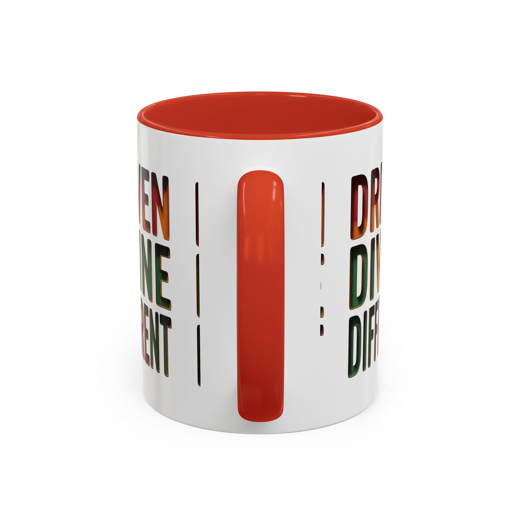 Driven Divine Different Accent Coffee Mug – Inspirational Rasta Color Typography (11/15oz)