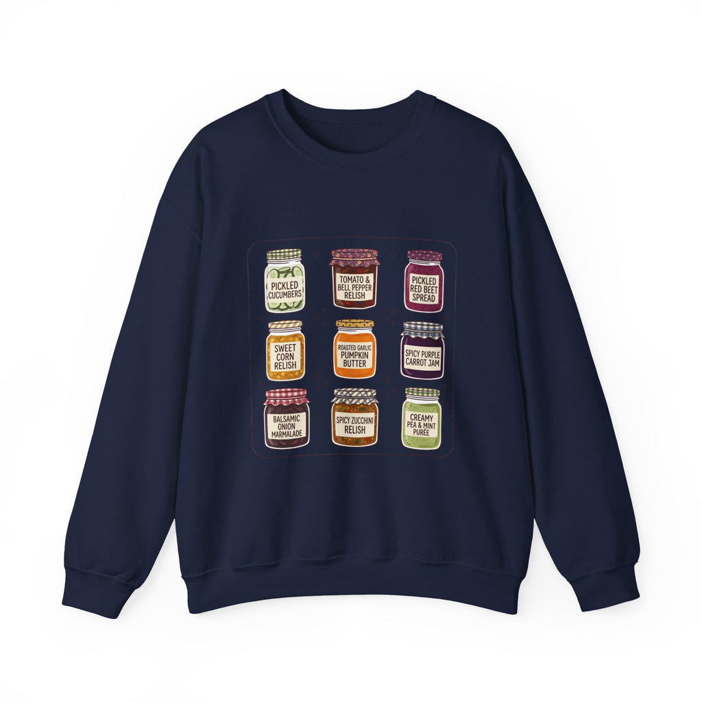Vintage Jam Jars Sweatshirt | Retro Food Graphics, Hand-Drawn Pantry Art