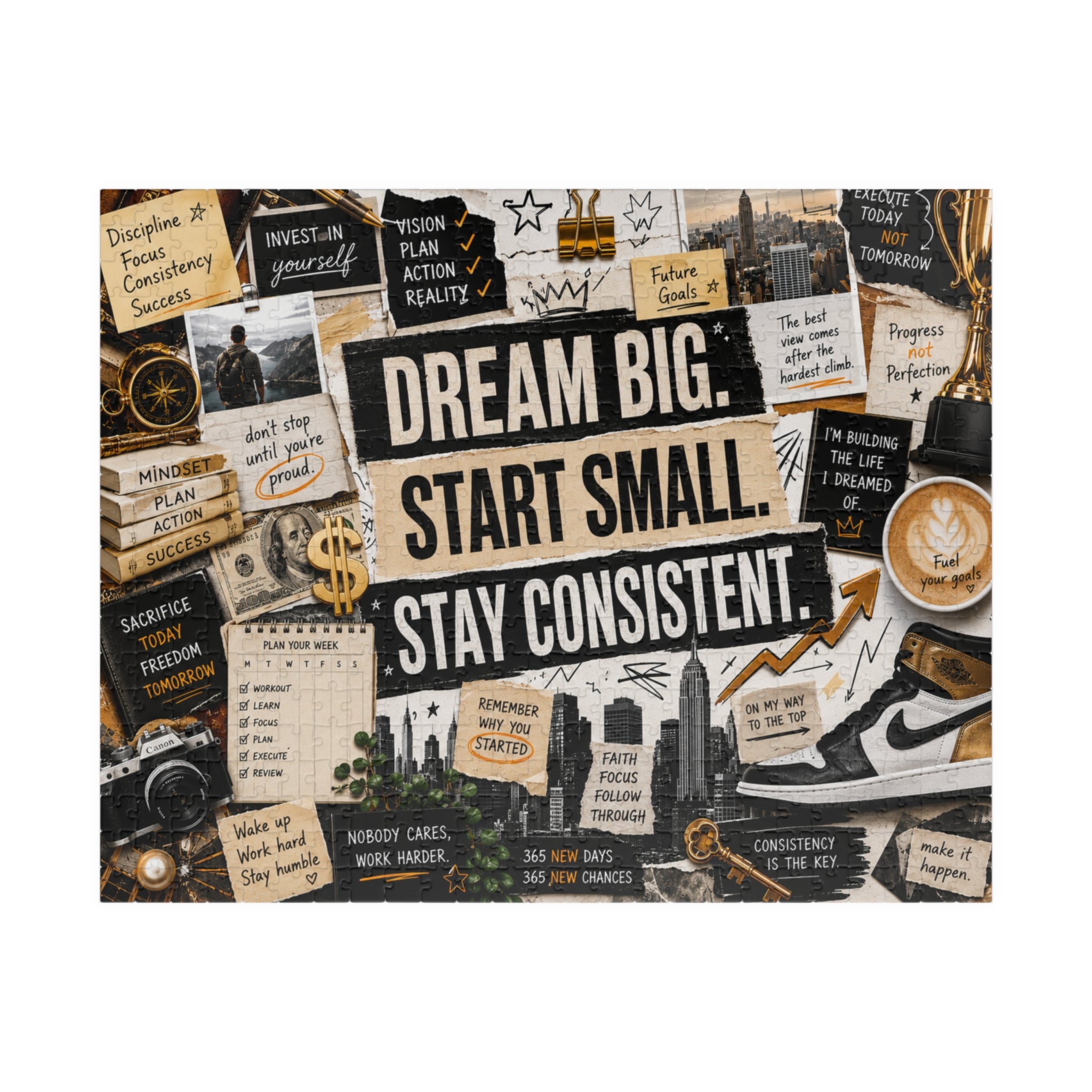 Inspirational 'Dream Big. Start Small. Stay Consistent.' Puzzle — Motivational 520/1014-Piece Jigsaw