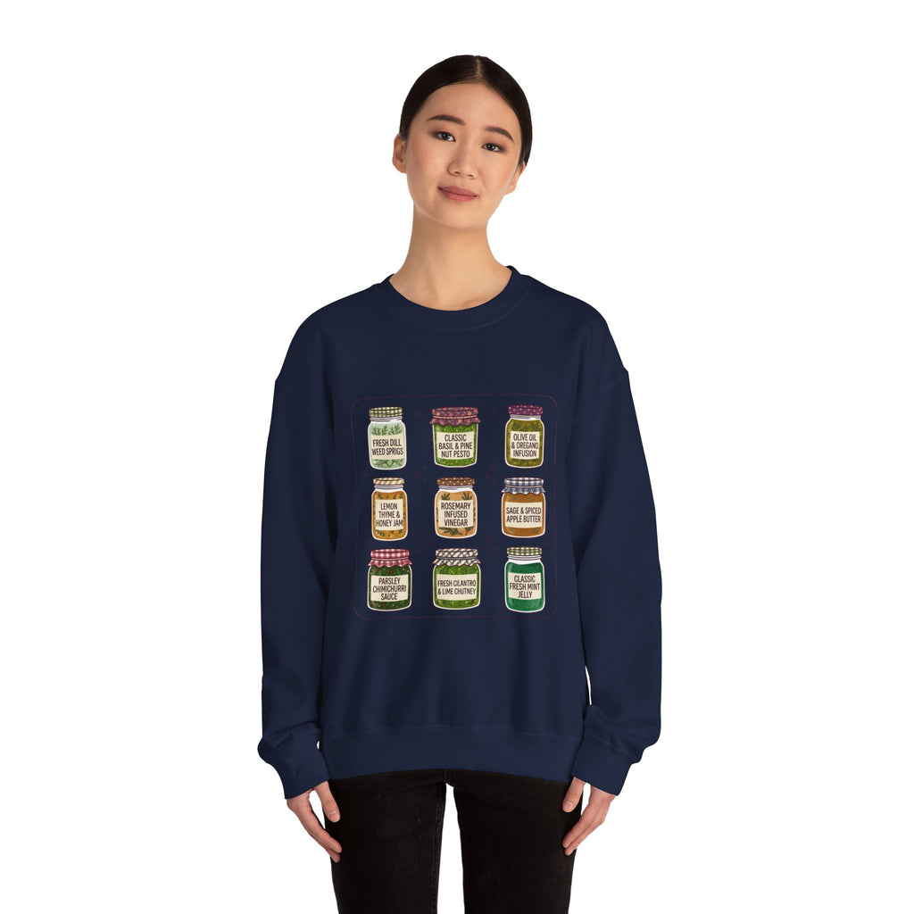 Vintage Jam Jar Illustration Sweatshirt | Retro Food Graphics, Hand-Drawn Diner Style