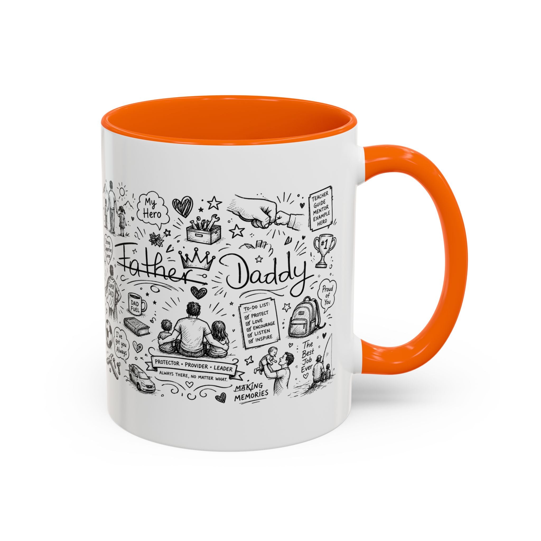 Father/Daddy Illustrated Memory Coffee Mug — Black Accent 11/15oz