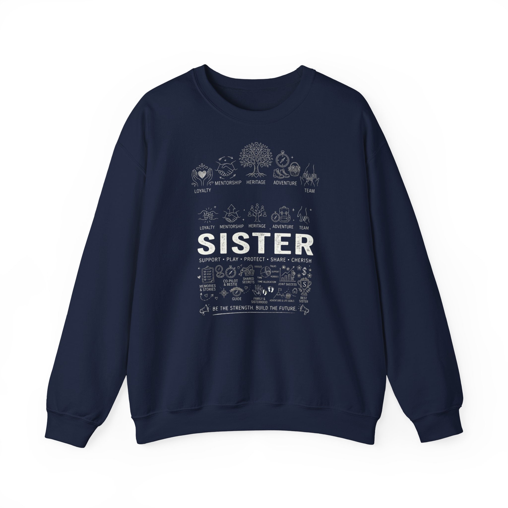 Crewneck Sweatshirt — "Sister" Illustrated Family Tree Design