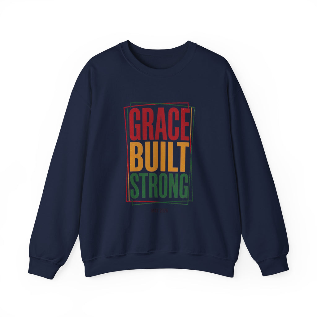 Grace Built Strong Crewneck Sweatshirt | Juneteenth Pan-African Typography