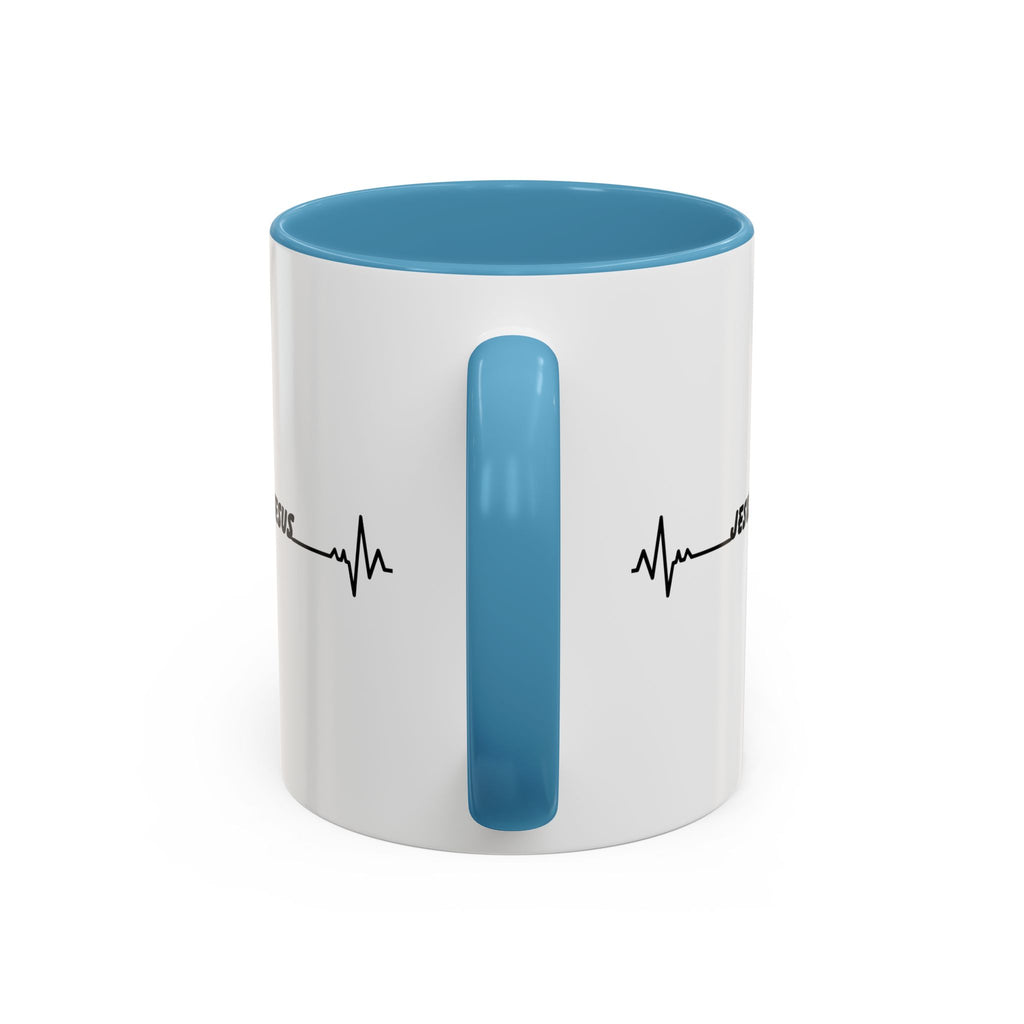 Jesus Heartbeat Accent Coffee Mug — Christian Faith Gift