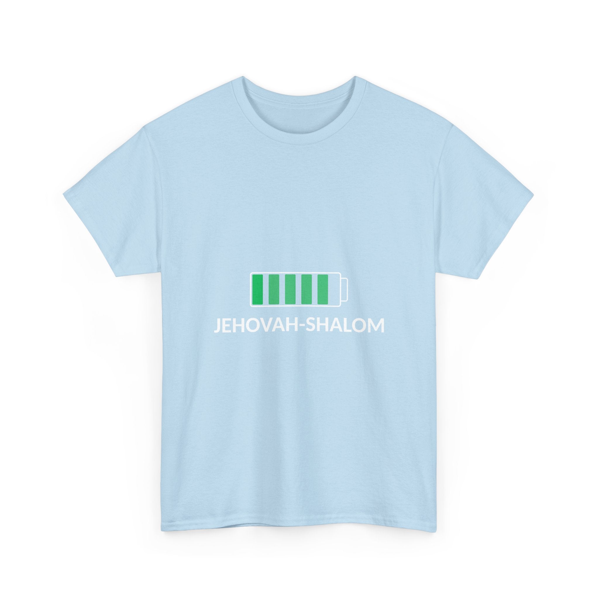 Jehovah-Shalom Battery Graphic Tee — Christian Faith Peace T-Shirt