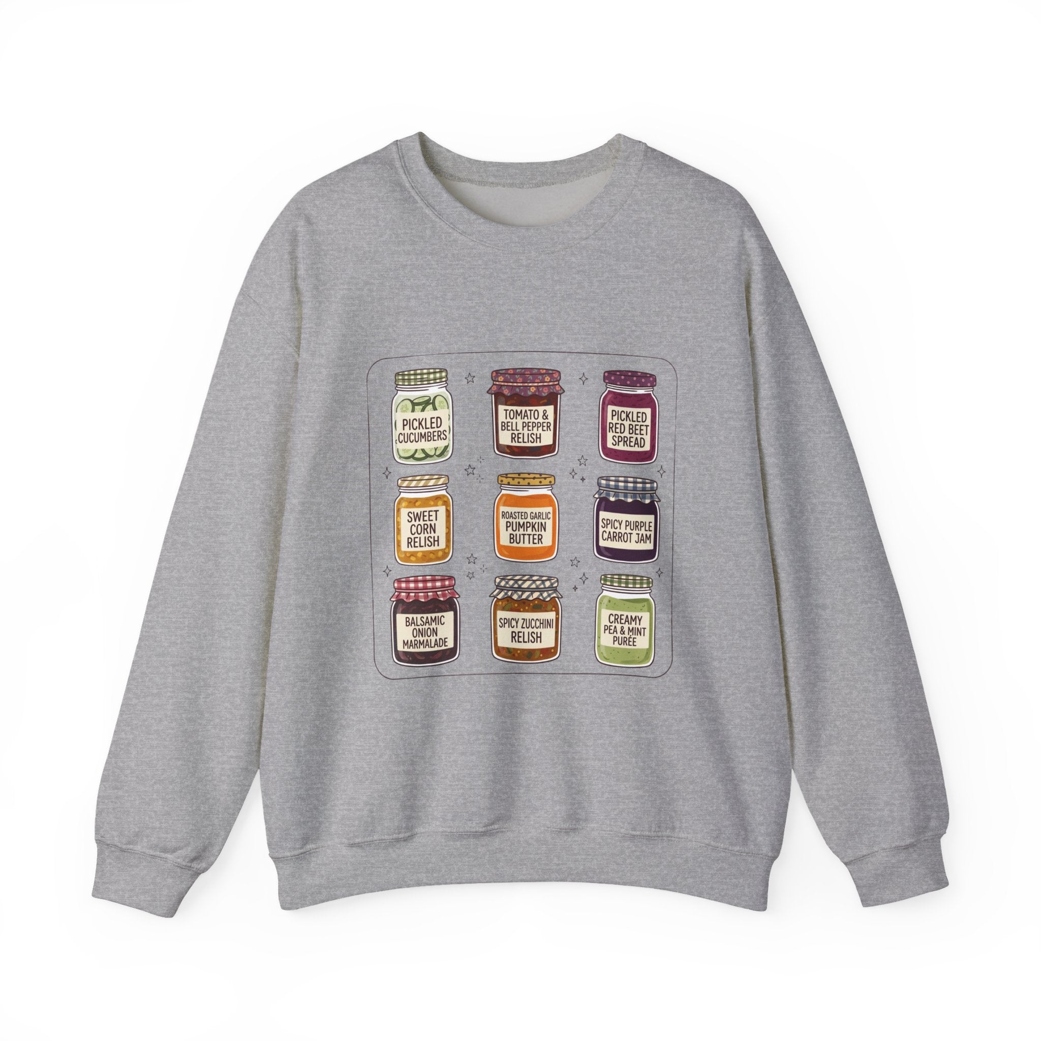 Vintage Jam Jars Sweatshirt | Retro Food Graphics, Hand-Drawn Pantry Art