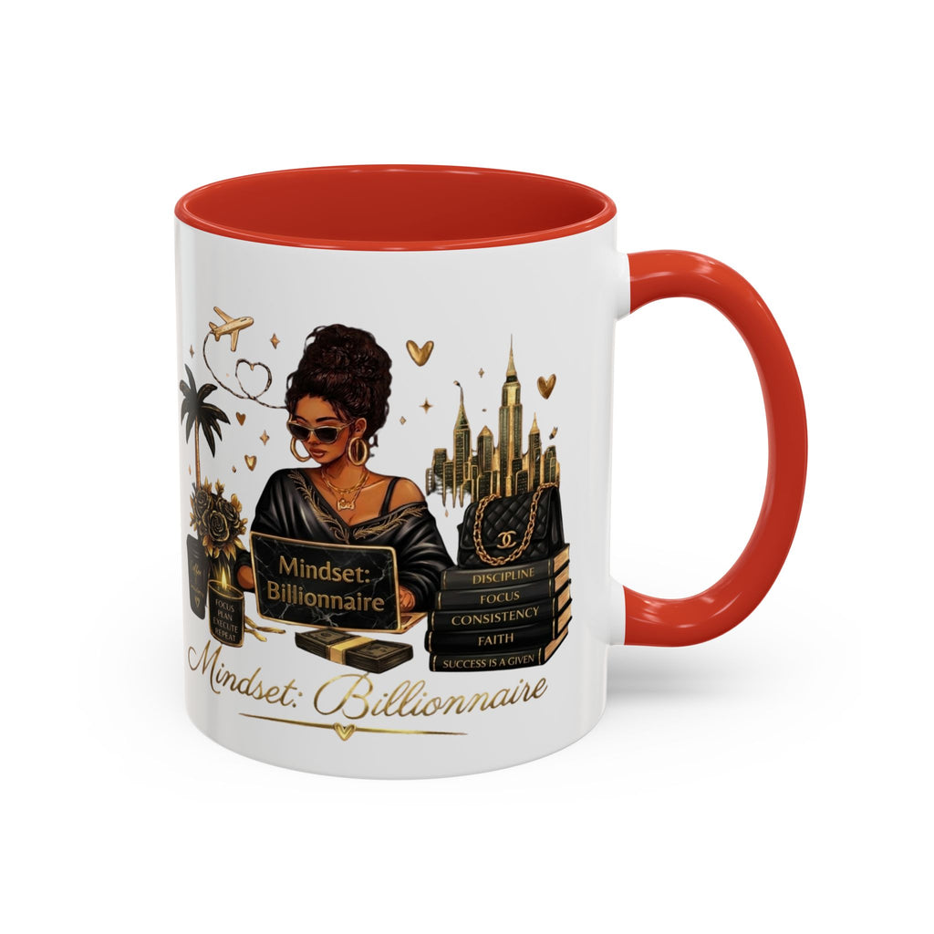 Mindset: Billionaire Accent Coffee Mug — Inspirational Black Woman Design (11/15 oz)