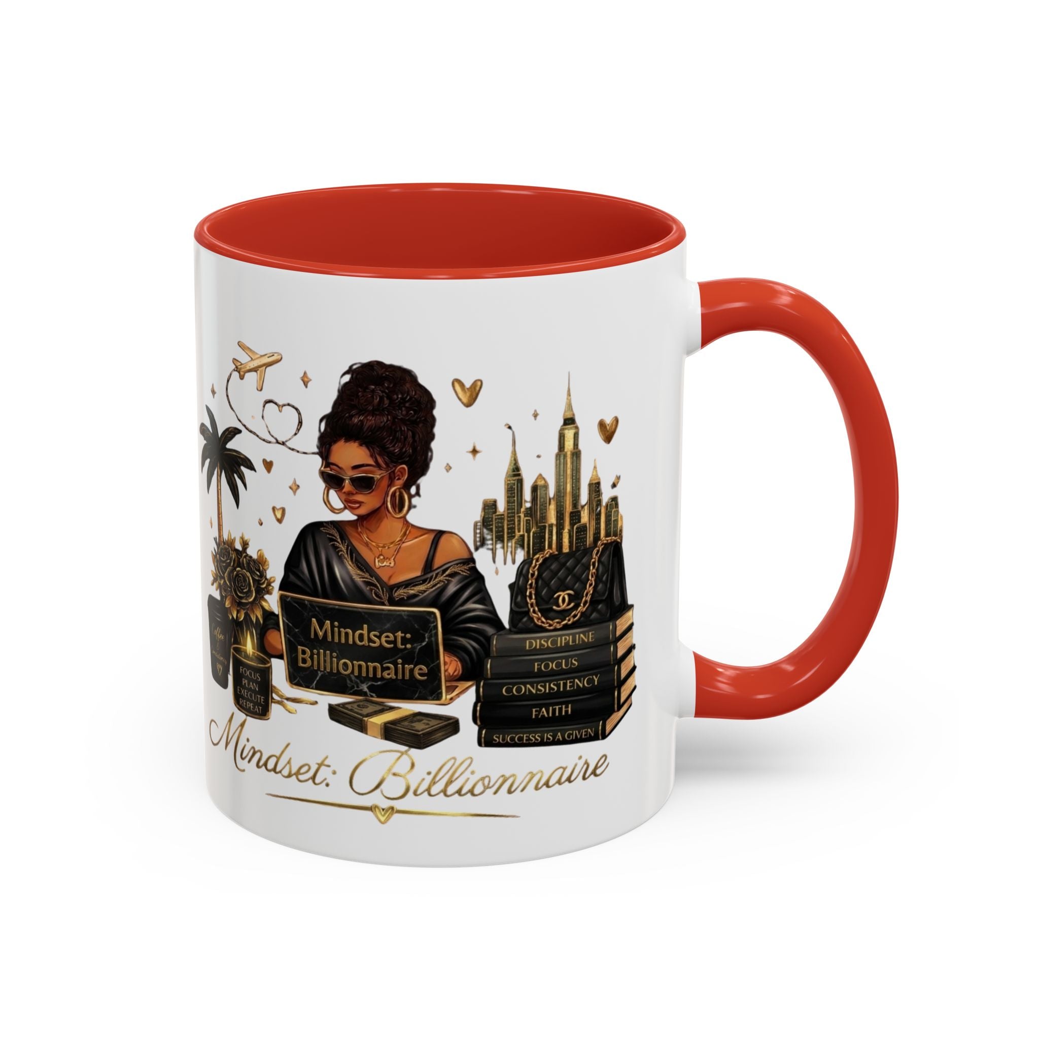 Mindset: Billionaire Accent Coffee Mug — Inspirational Black Woman Design (11/15 oz)