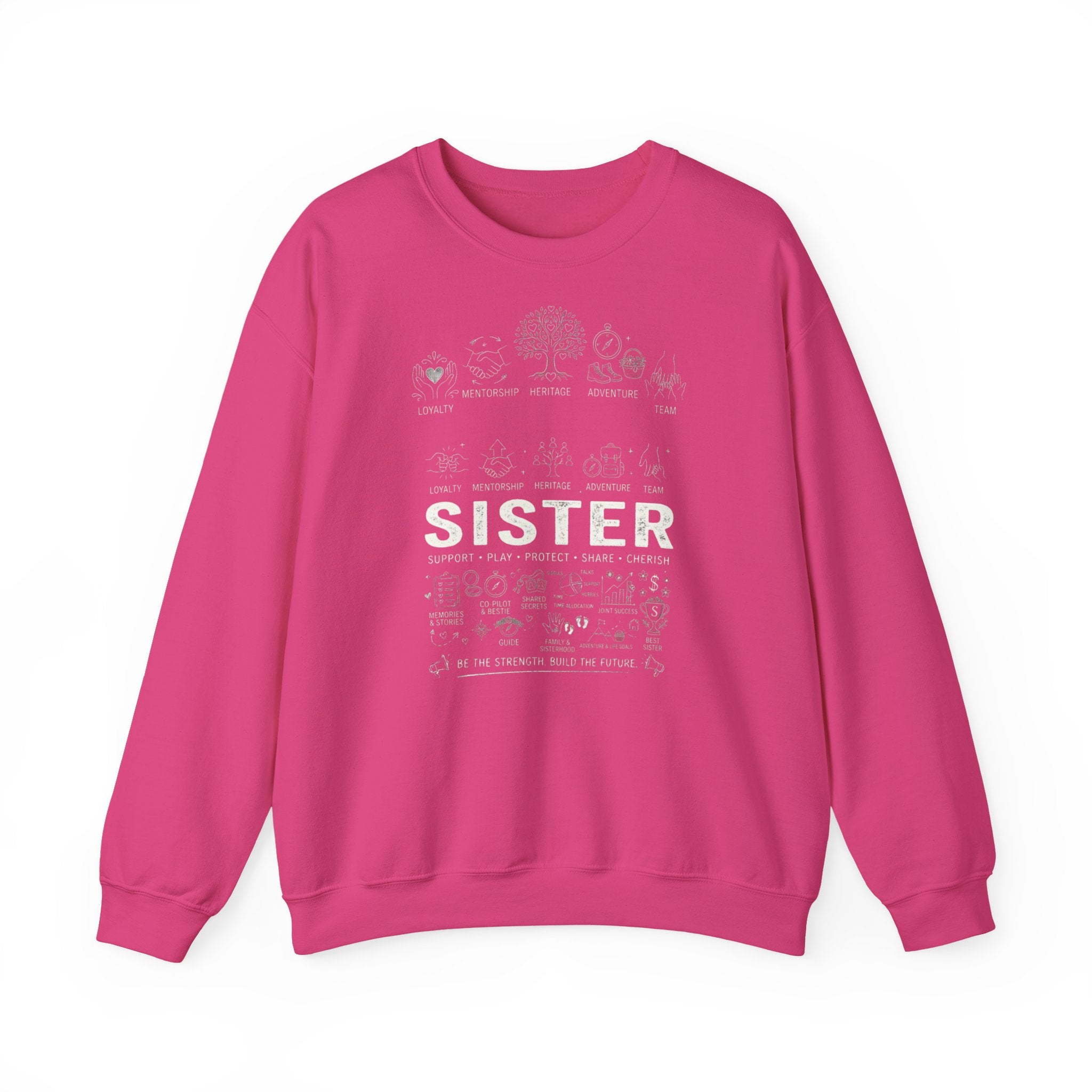 Crewneck Sweatshirt — "Sister" Illustrated Family Tree Design