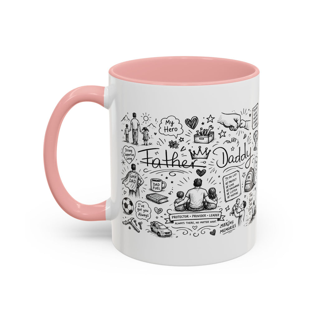 Father/Daddy Illustrated Memory Coffee Mug — Black Accent 11/15oz