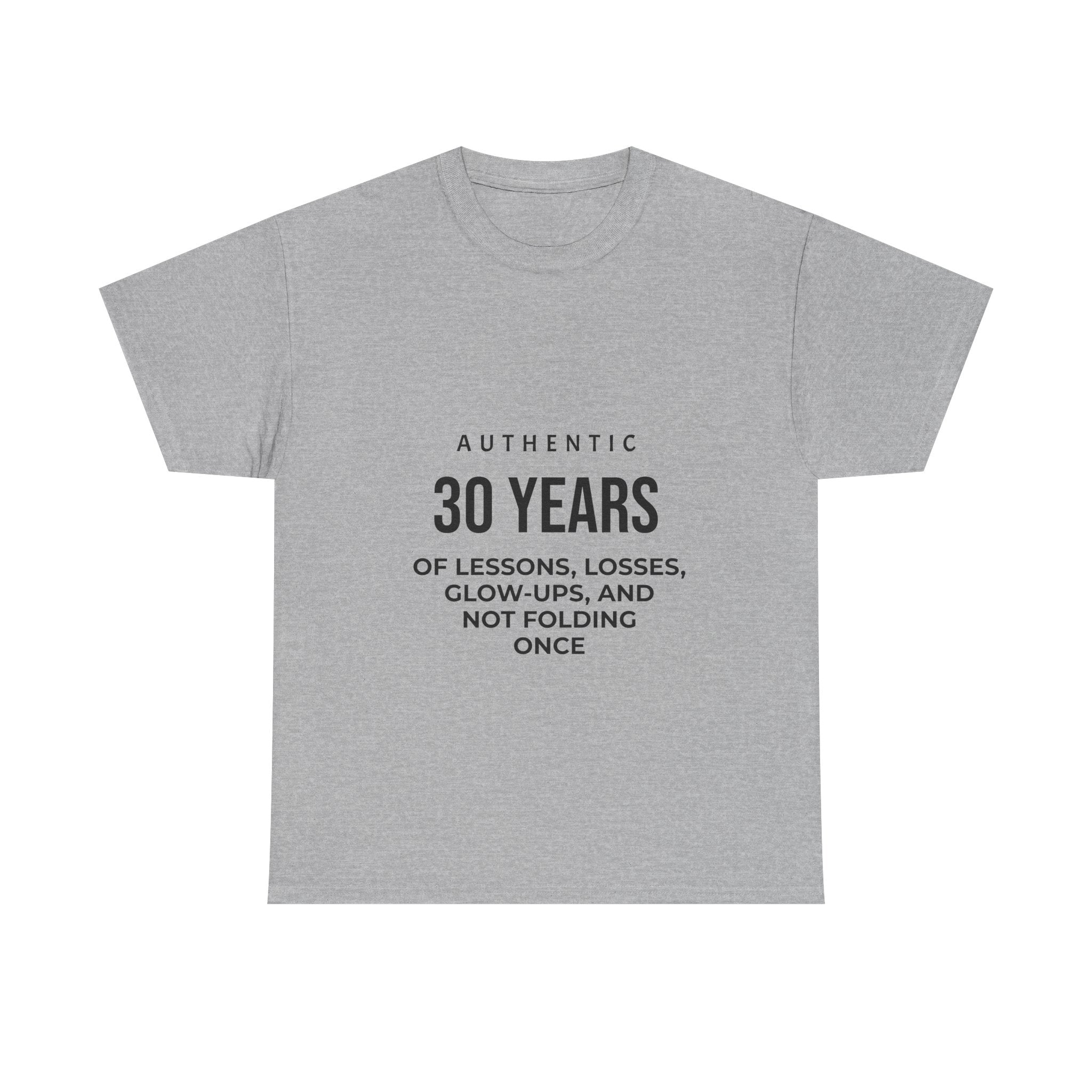 30 Years Authentic Tee — "30 Years of Lessons, Losses, Glow-Ups" Birthday Shirt