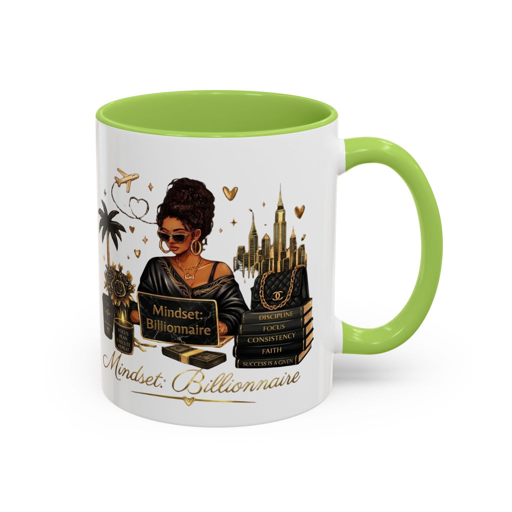 Mindset: Billionaire Accent Coffee Mug — Inspirational Black Woman Design (11/15 oz)
