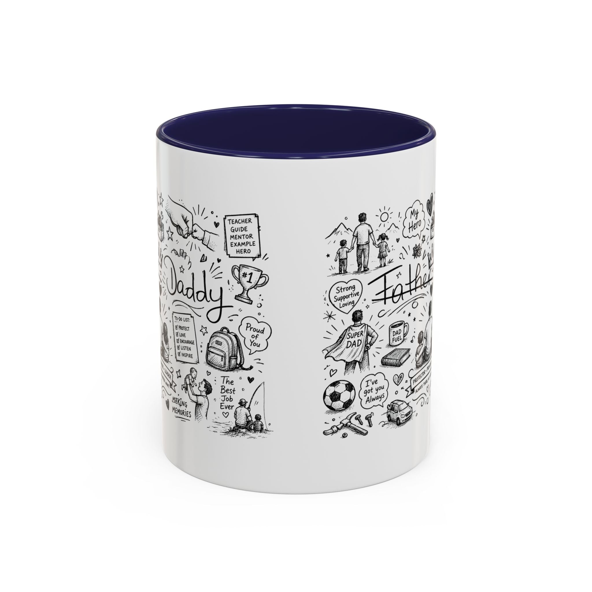 Father/Daddy Illustrated Memory Coffee Mug — Black Accent 11/15oz