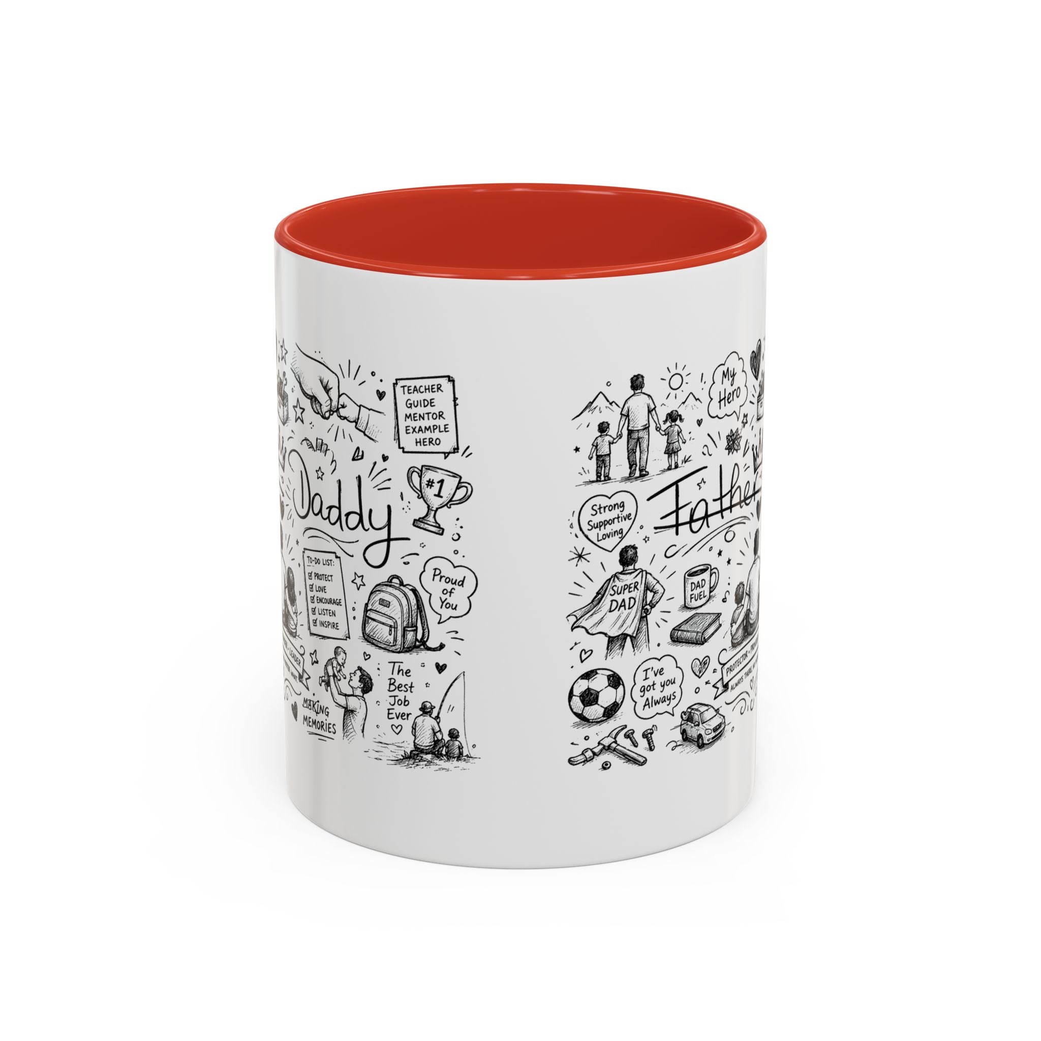 Father/Daddy Illustrated Memory Coffee Mug — Black Accent 11/15oz