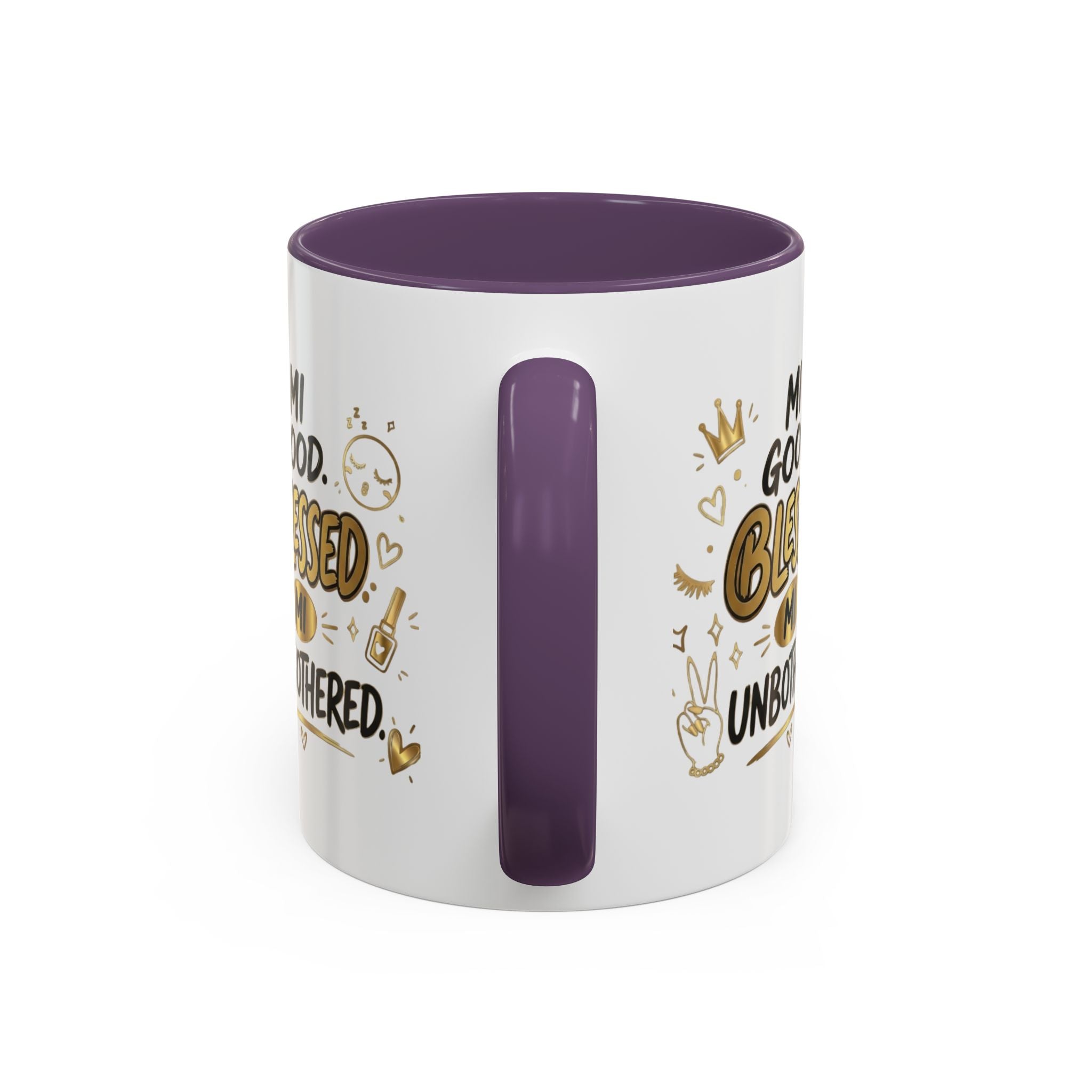 Blessed & Unbothered Accent Coffee Mug — "Mi Good, Blessed, Mi Unbothered"