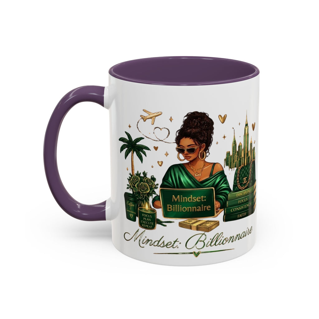 Mindset: Billionaire Accent Coffee Mug — Inspirational Black Woman Design