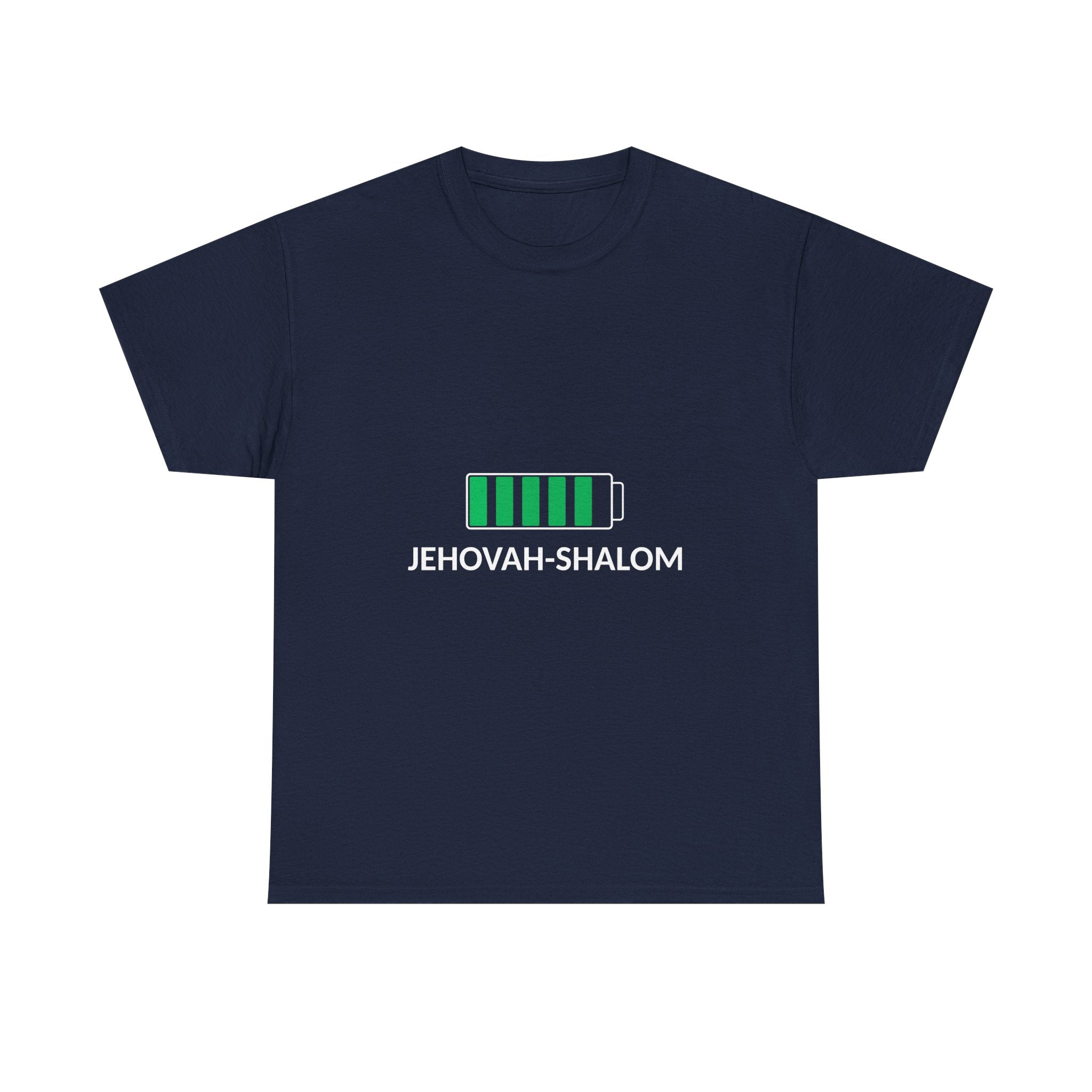 Jehovah-Shalom Battery Graphic Tee — Christian Faith Peace T-Shirt