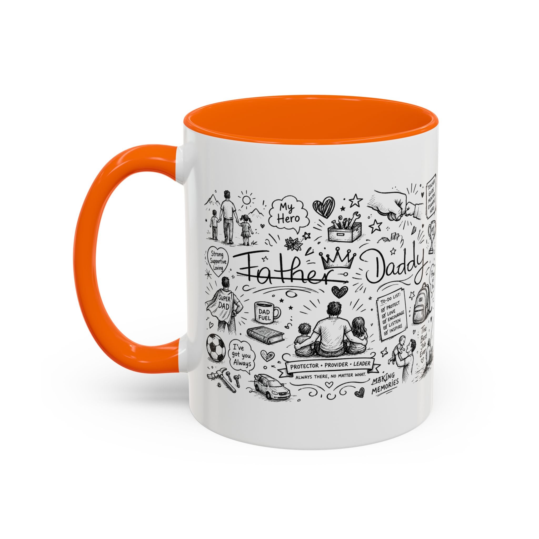 Father/Daddy Illustrated Memory Coffee Mug — Black Accent 11/15oz