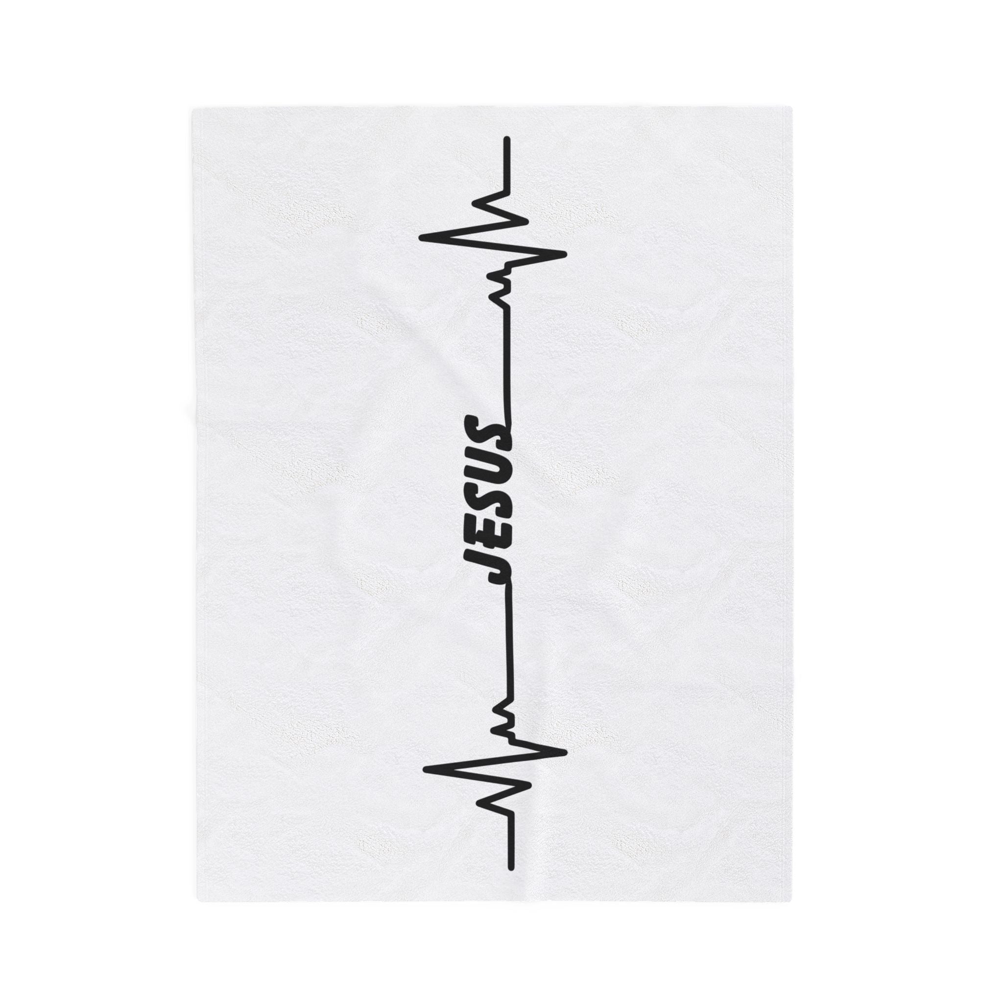 Velveteen Plush Blanket — Jesus Heartbeat Line Design (Faith Throw Blanket)
