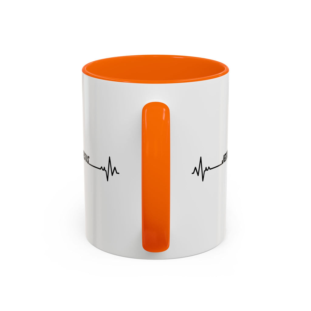 Jesus Heartbeat Accent Coffee Mug — Christian Faith Gift