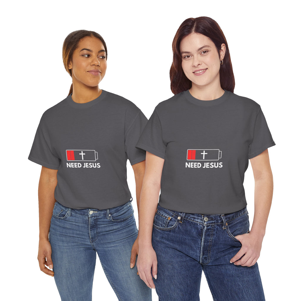 Need Jesus Low Battery Christian T-Shirt