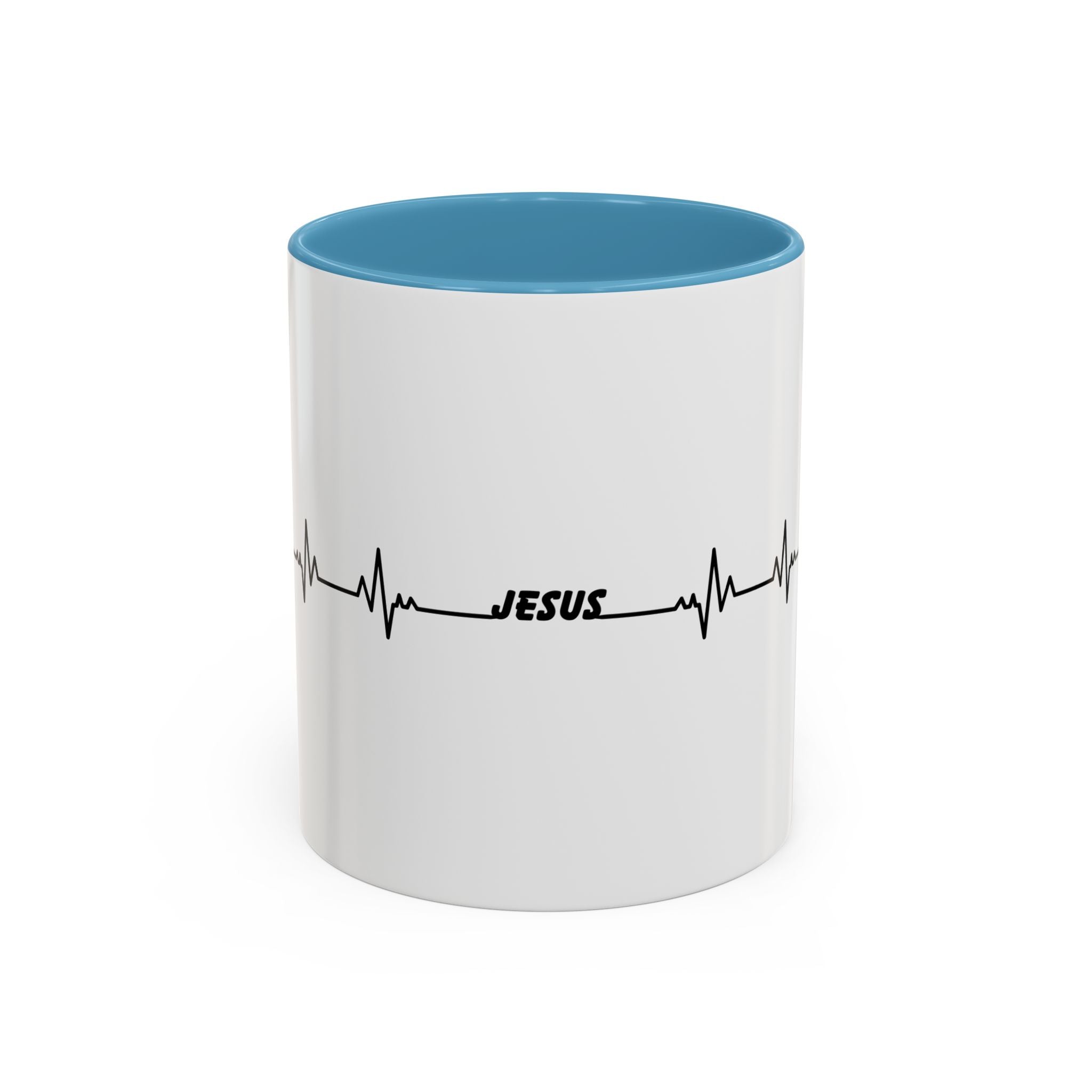Jesus Heartbeat Accent Coffee Mug — Christian Faith Gift