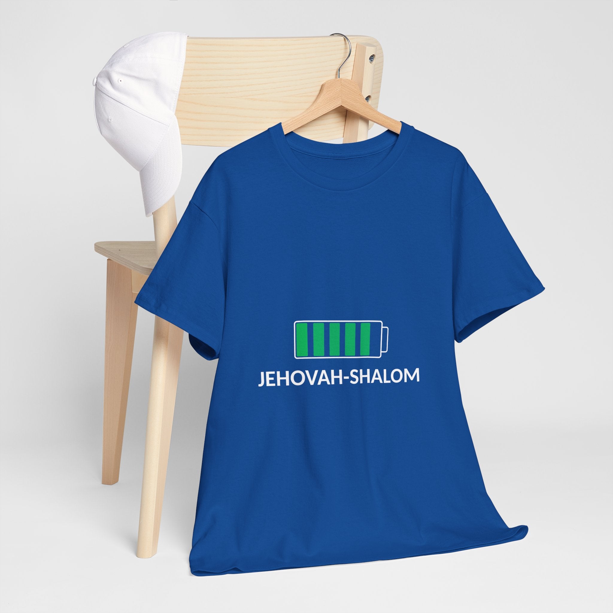 Jehovah-Shalom Battery Graphic Tee — Christian Faith Peace T-Shirt