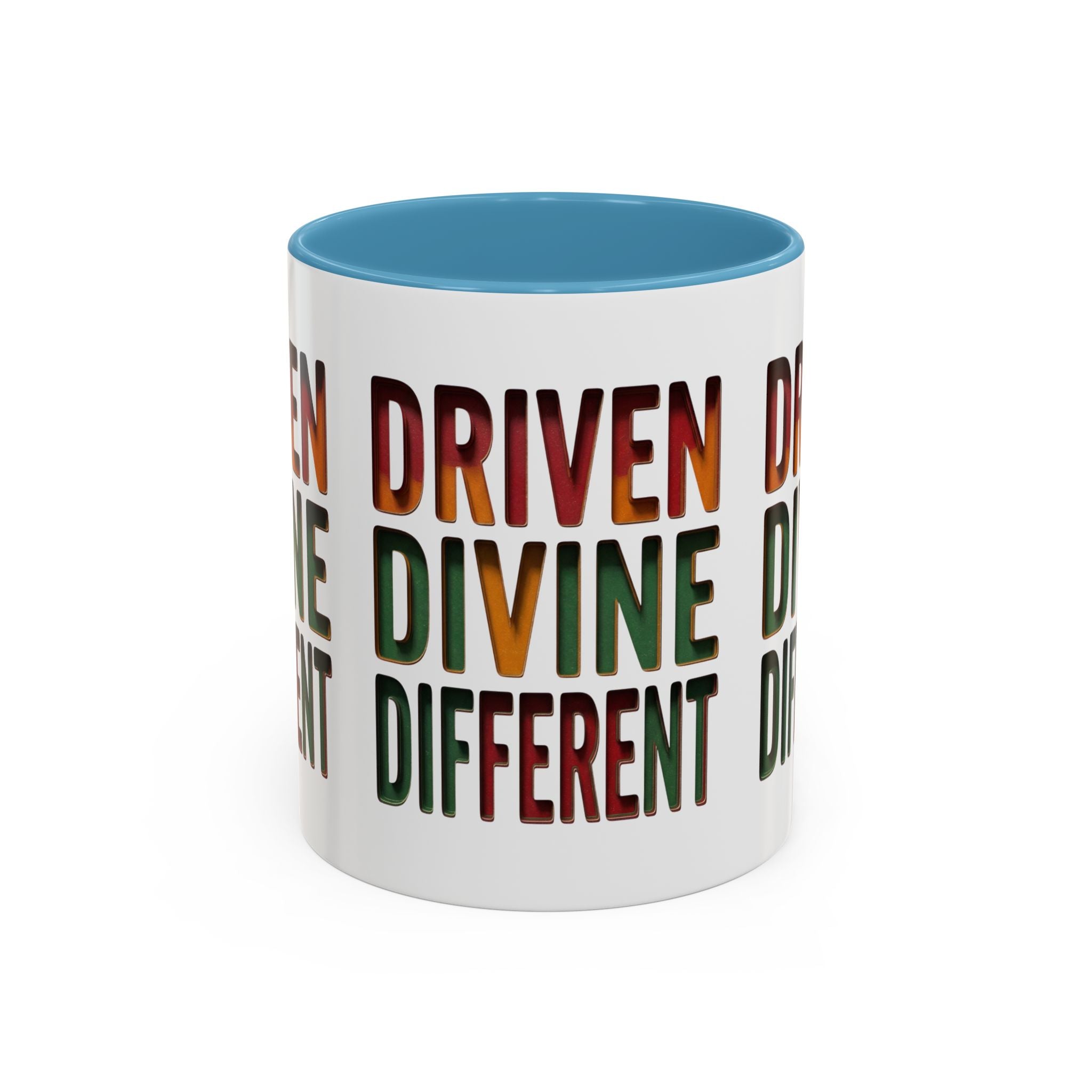 Driven Divine Different Accent Coffee Mug – Inspirational Rasta Color Typography (11/15oz)