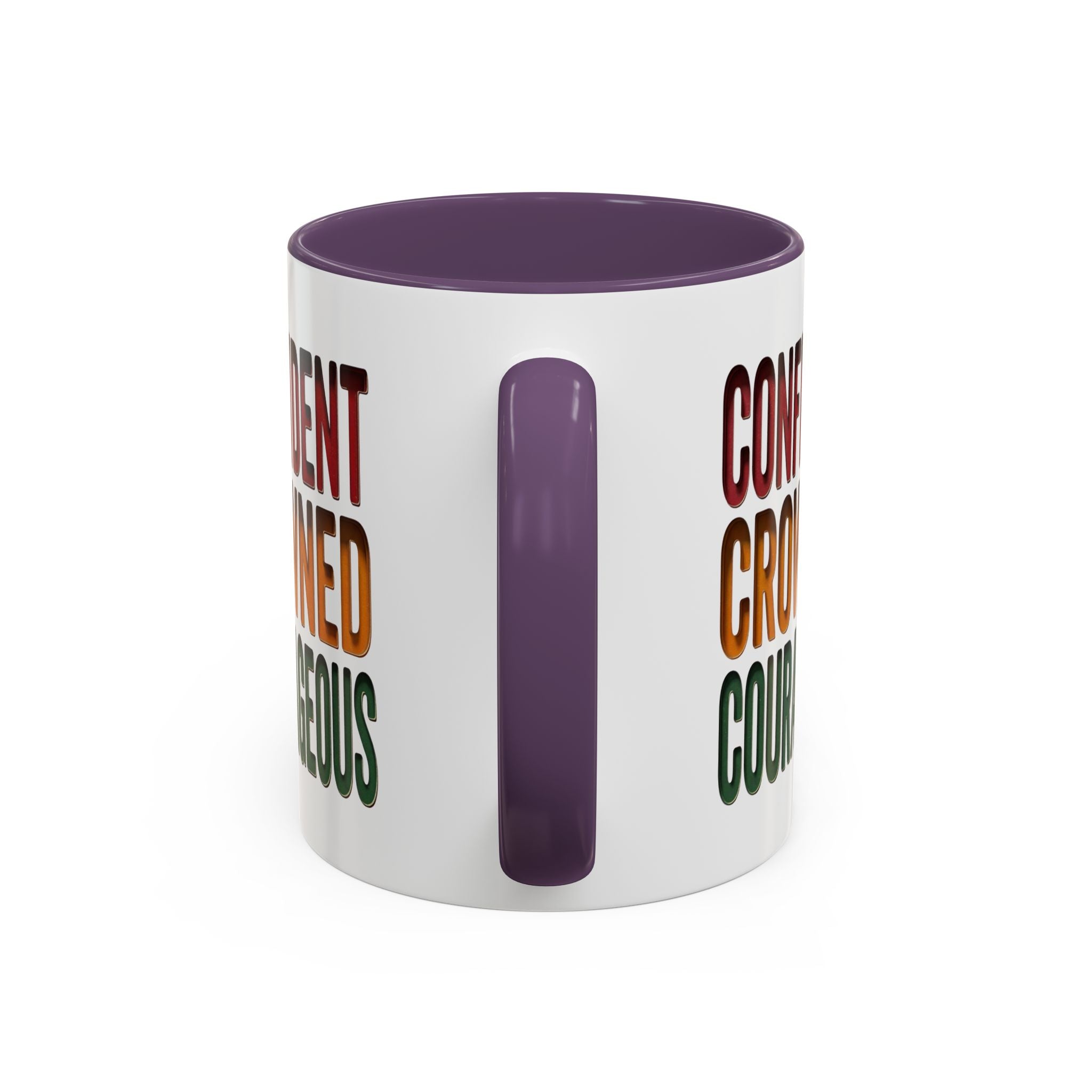 Accent Coffee Mug — 'Confident, Crowned, Courageous' Empowerment Coffee Mug