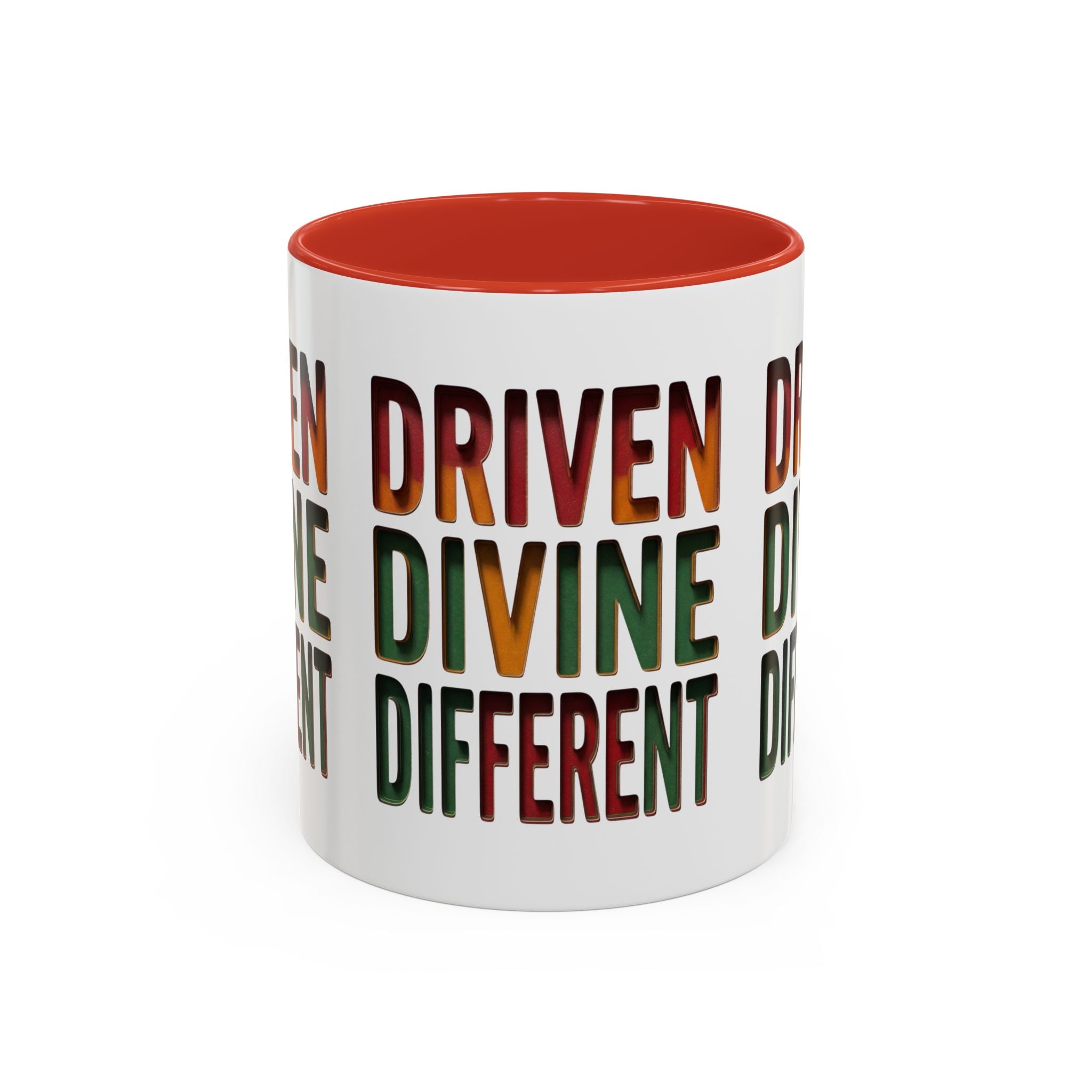 Driven Divine Different Accent Coffee Mug – Inspirational Rasta Color Typography (11/15oz)